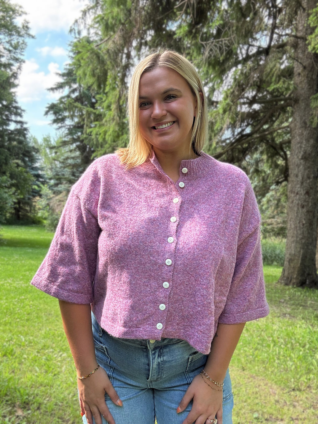 Soft Lilac Short Sleeve Cardigan