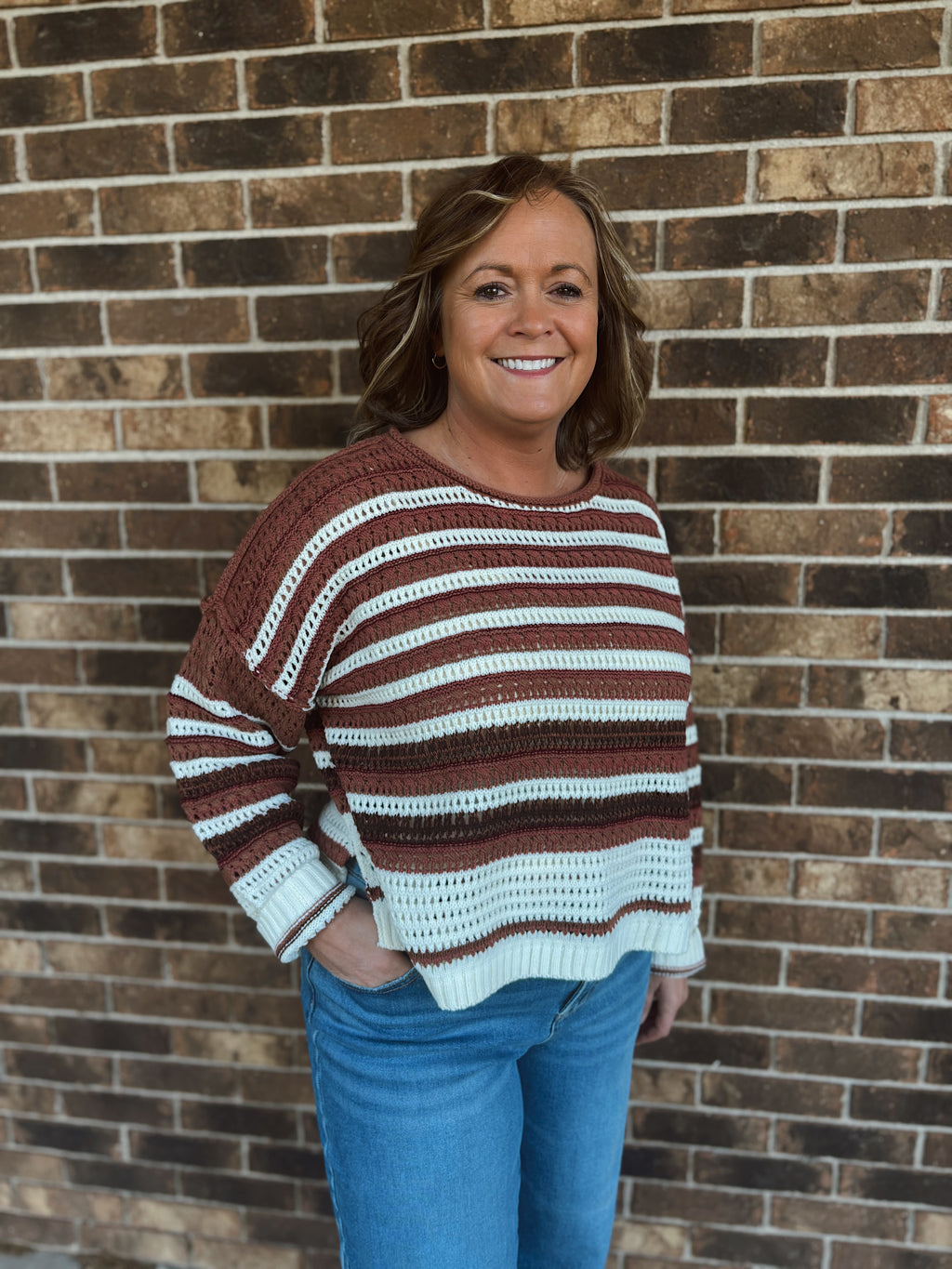 Toasted Terra-cotta Crochet Sweater