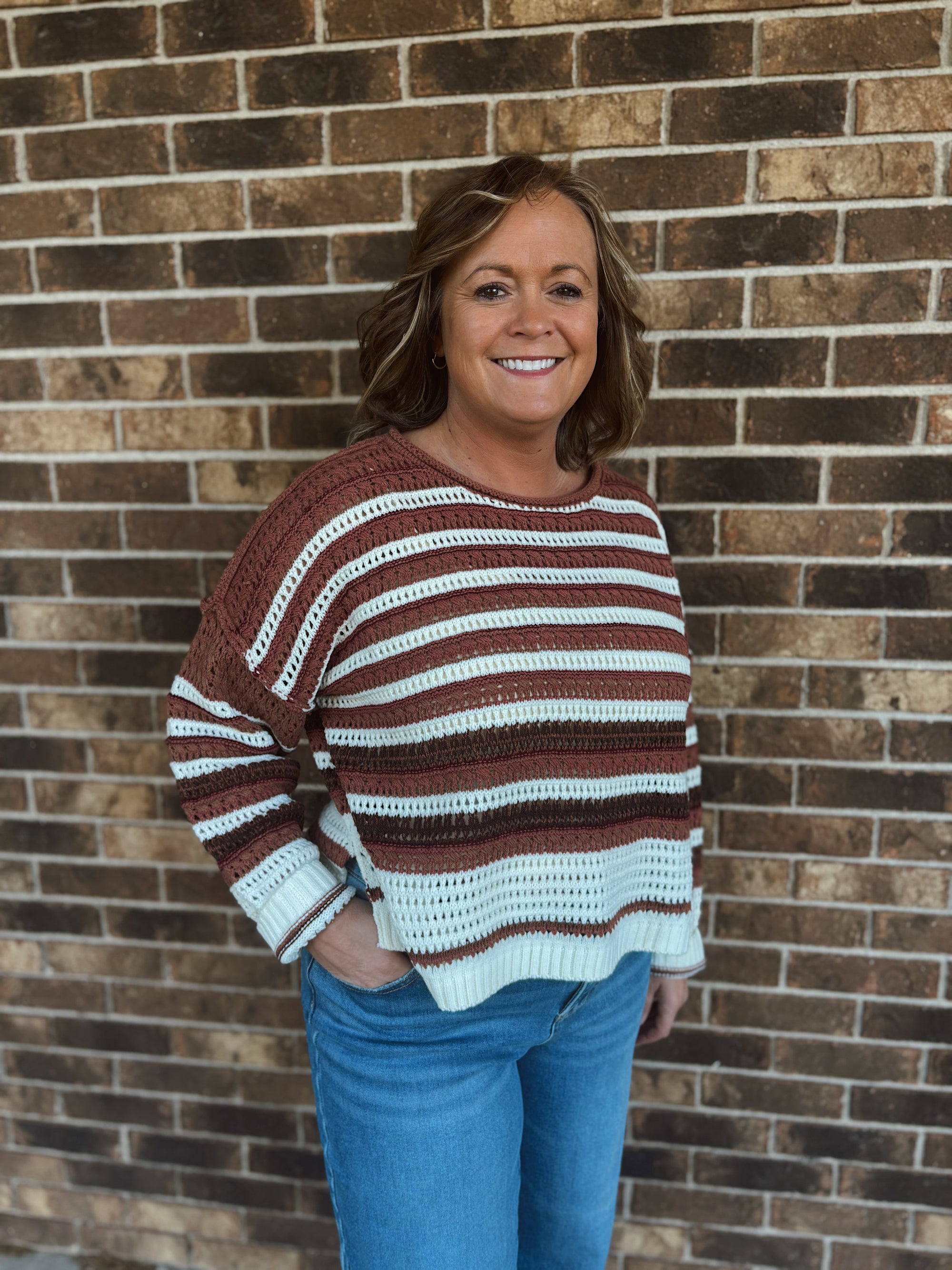 Toasted Terra-cotta Crochet Sweater