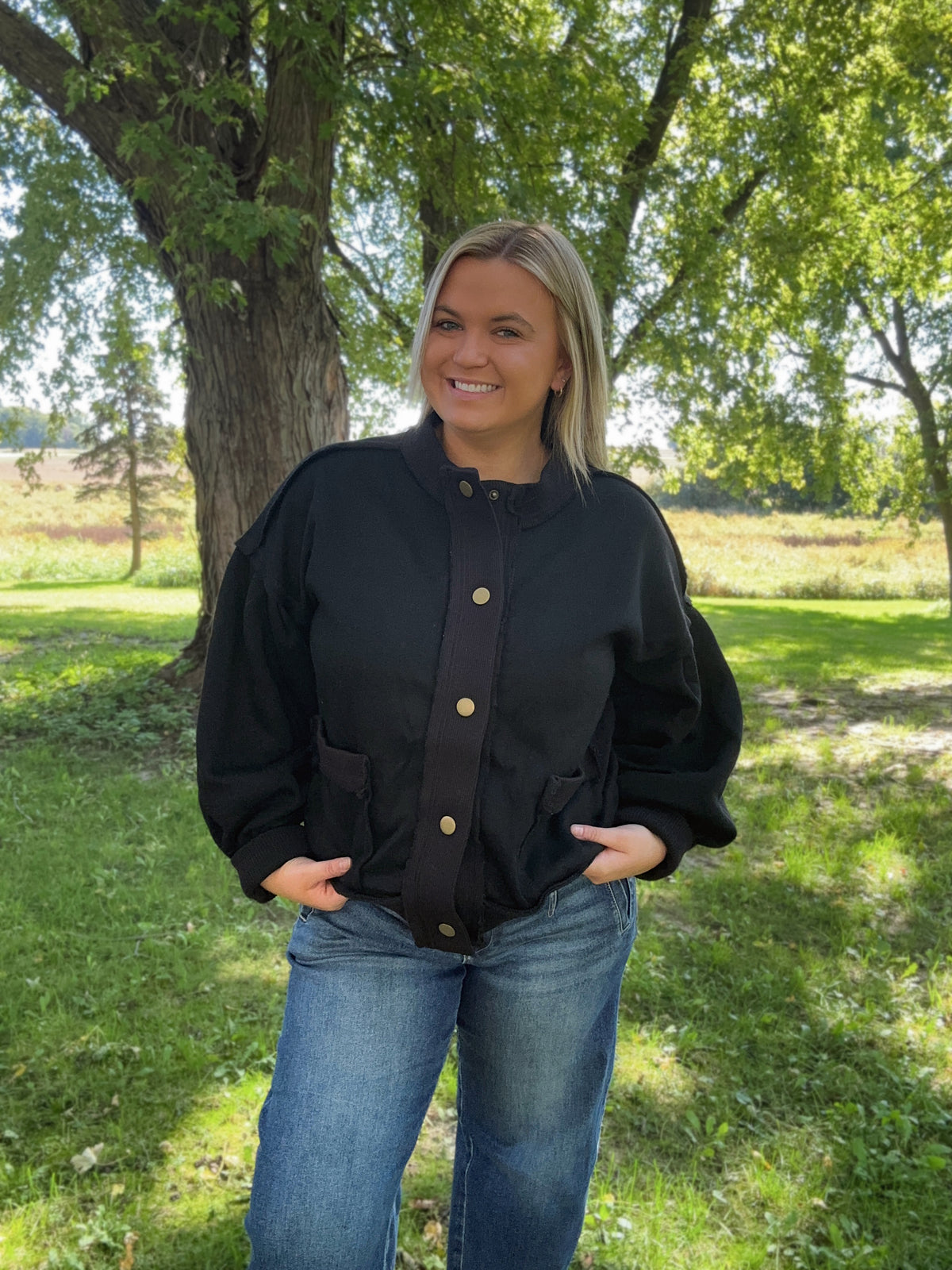 Everyday Snap Jacket- Black