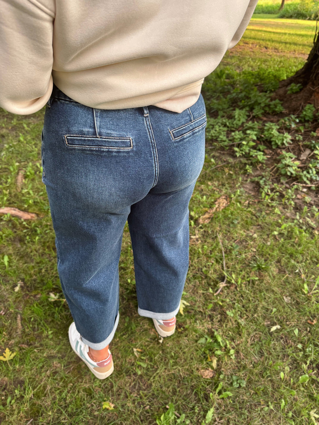 Risen Side Pocket Barrel Jeans- Dark