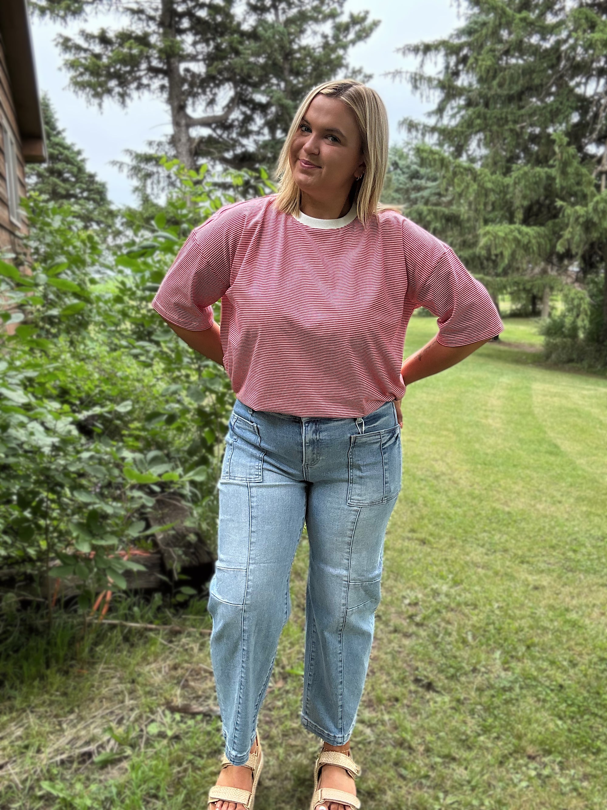 Risen Patch Pocket Boyfriend Jeans- Light
