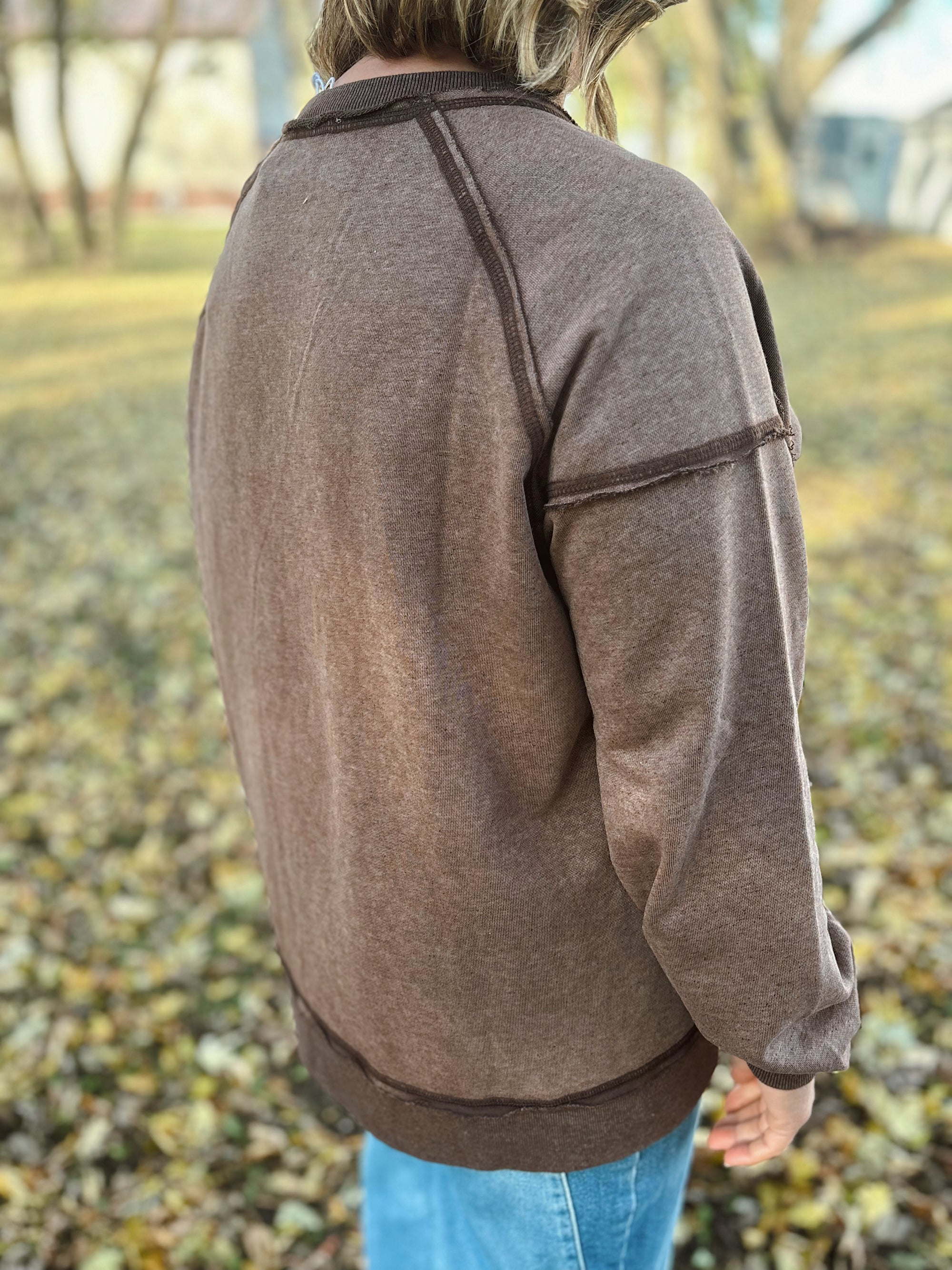 Mocha Washed Everyday Pullover