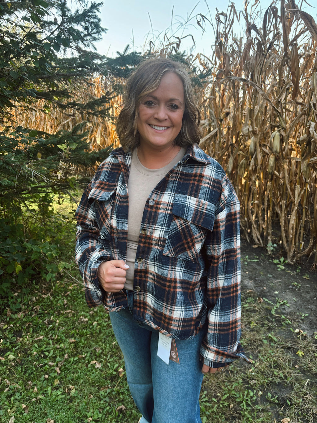 Cider & Spice Plaid Cropped Flannel