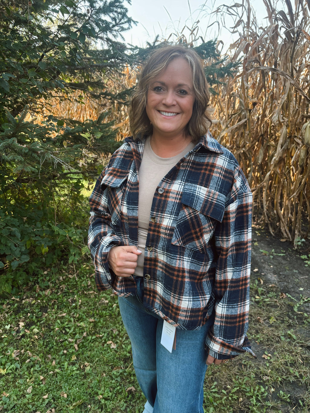 Cider & Spice Plaid Cropped Flannel