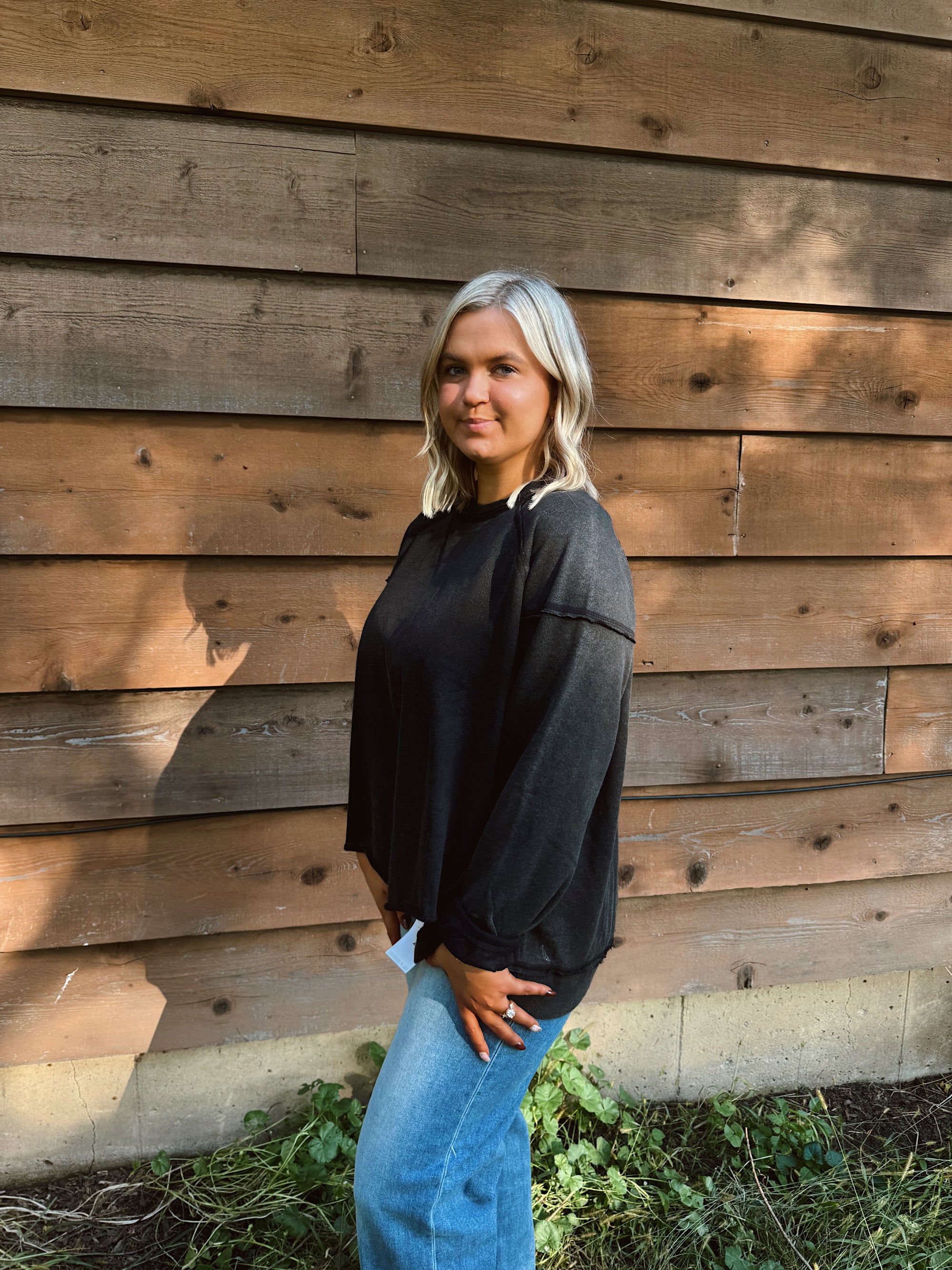 Black Washed Everyday Pullover
