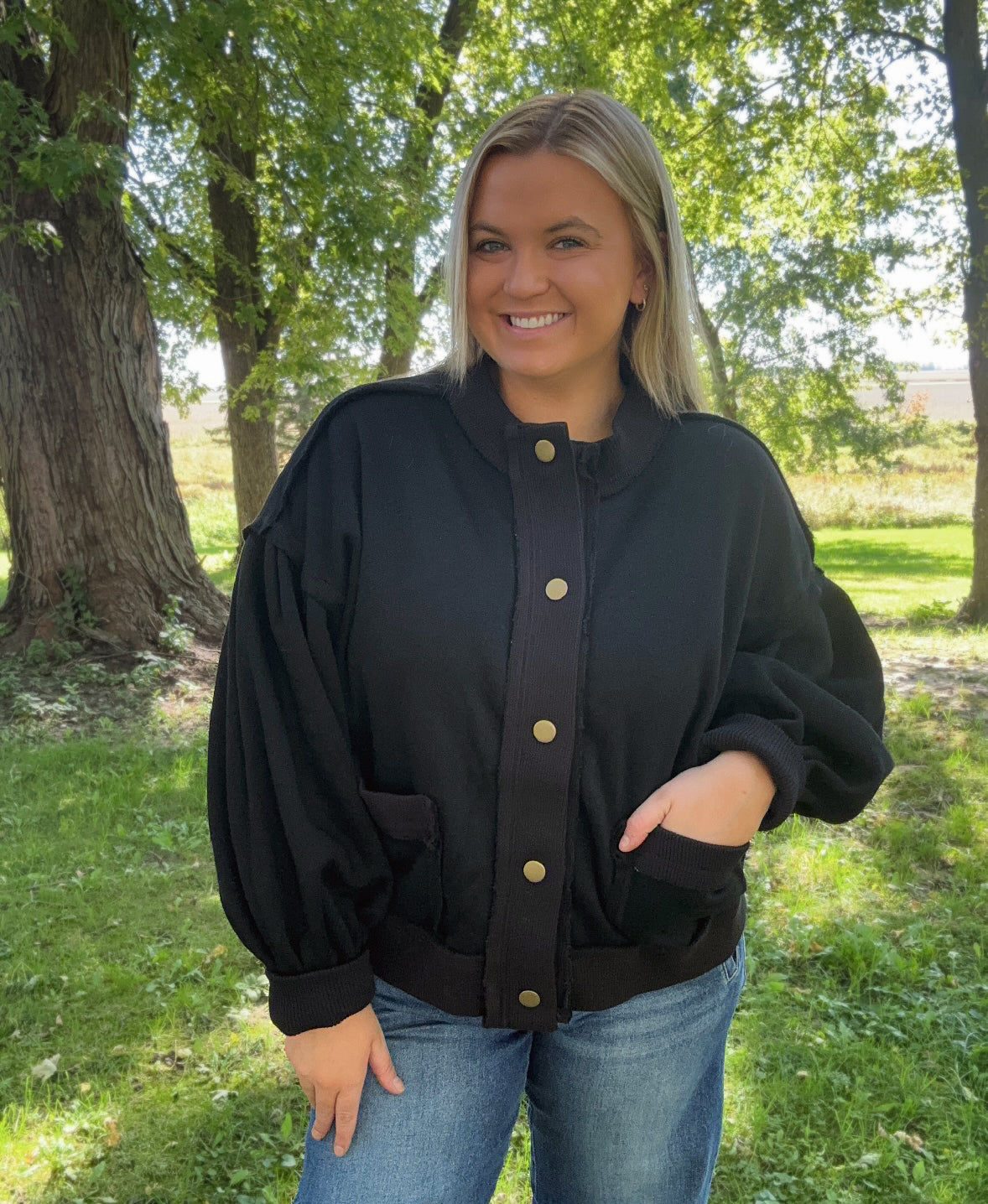 Everyday Snap Jacket- Black
