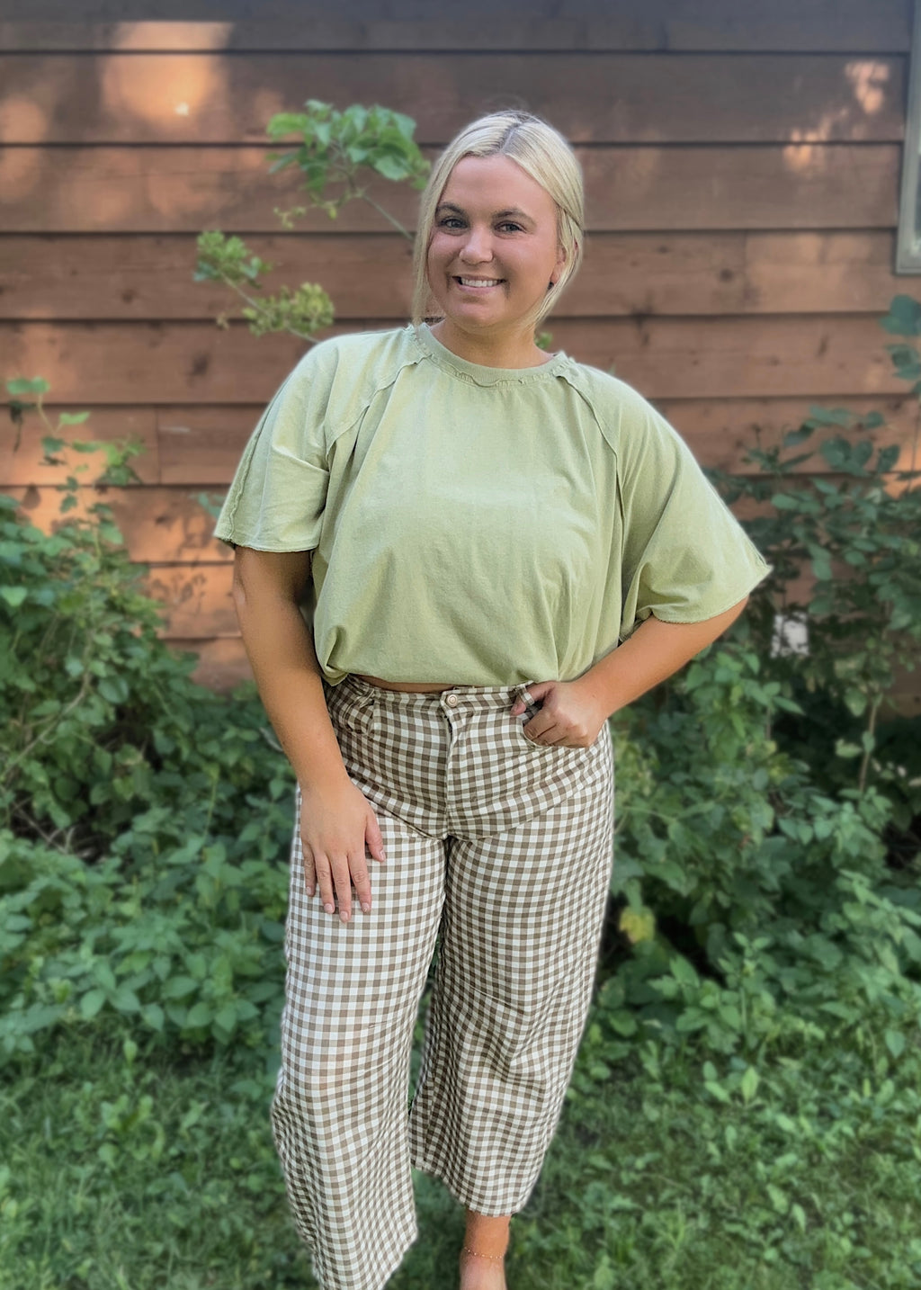 Maple Check Barrel Pants