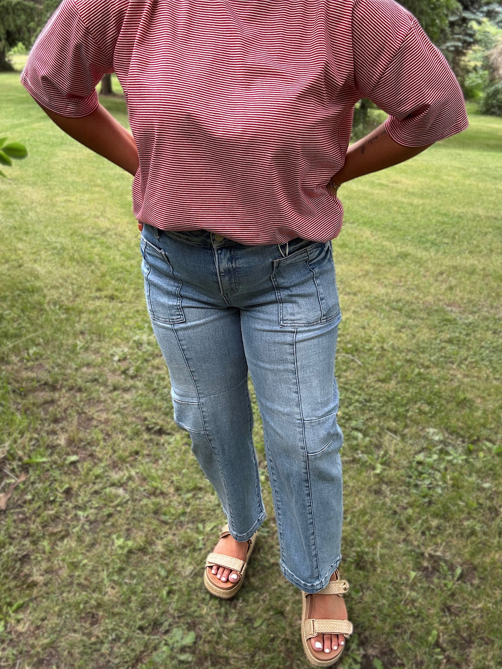 Risen Patch Pocket Boyfriend Jeans- Light