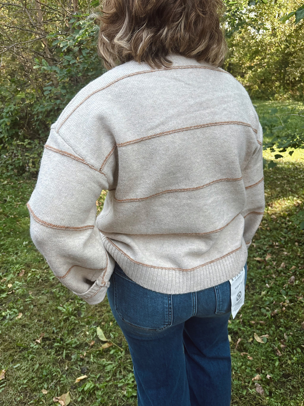 Chestnut Charm Stripe Buttondown Cardigan
