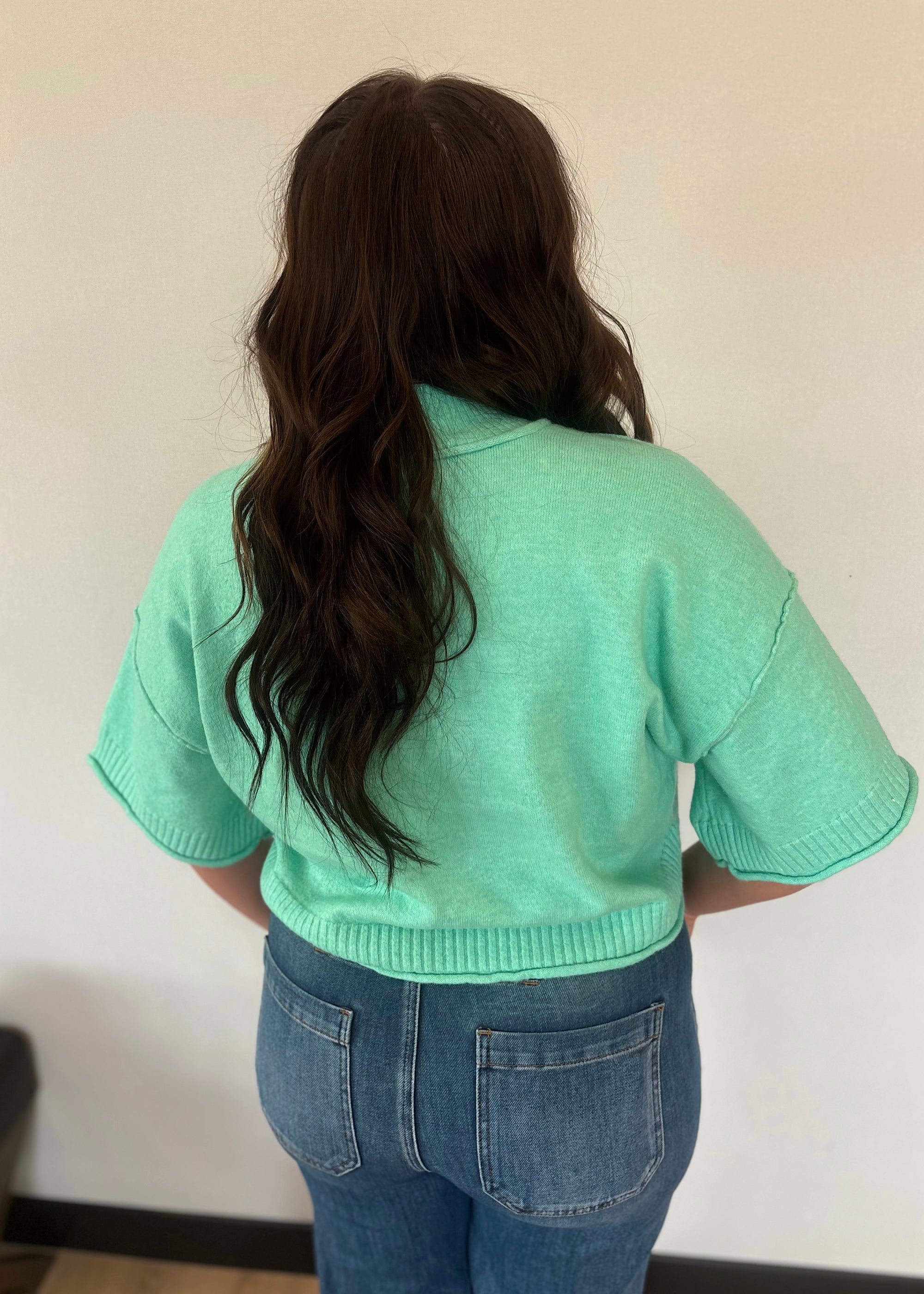 Mint Breeze Mock Neck Short Sleeve