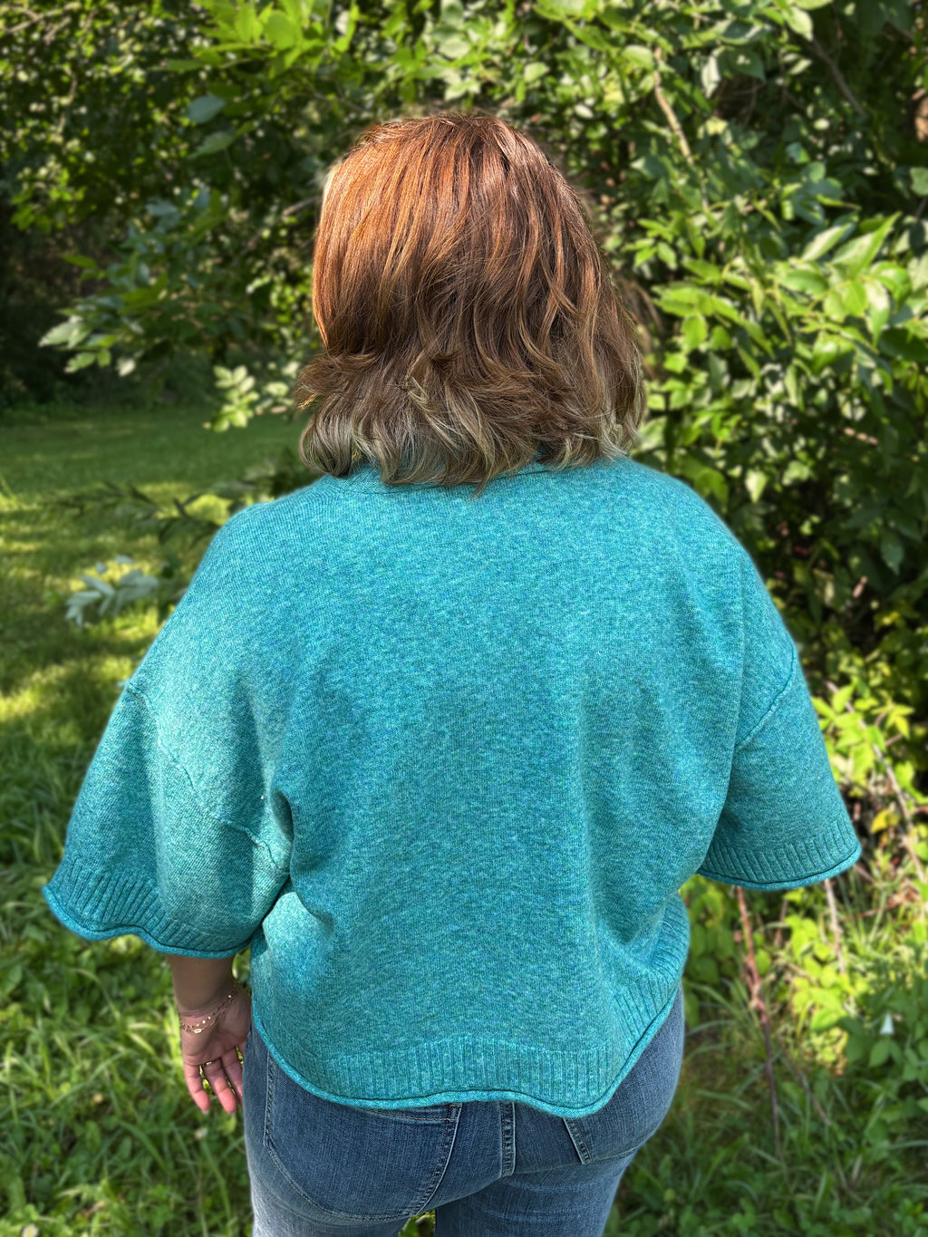 Teal Breeze Mock Neck Short Sleeve