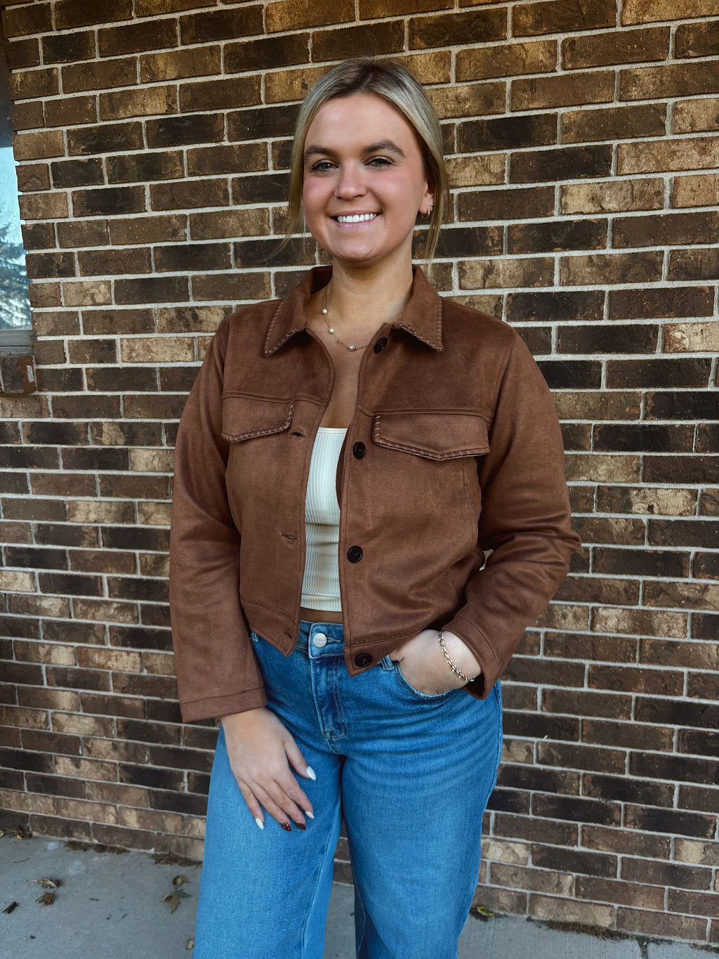 Brown Braided Suede Jacket