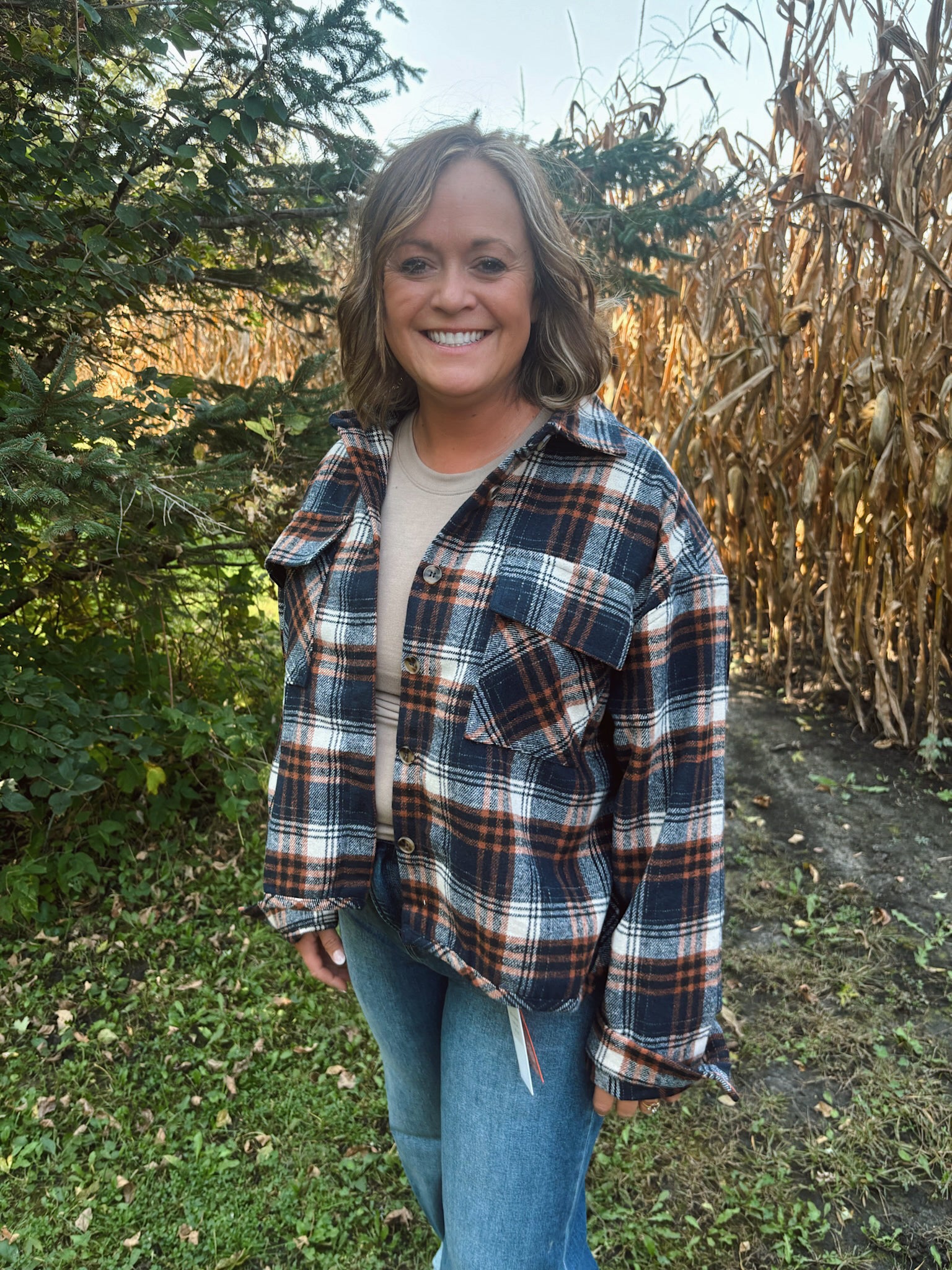 Cider & Spice Plaid Cropped Flannel