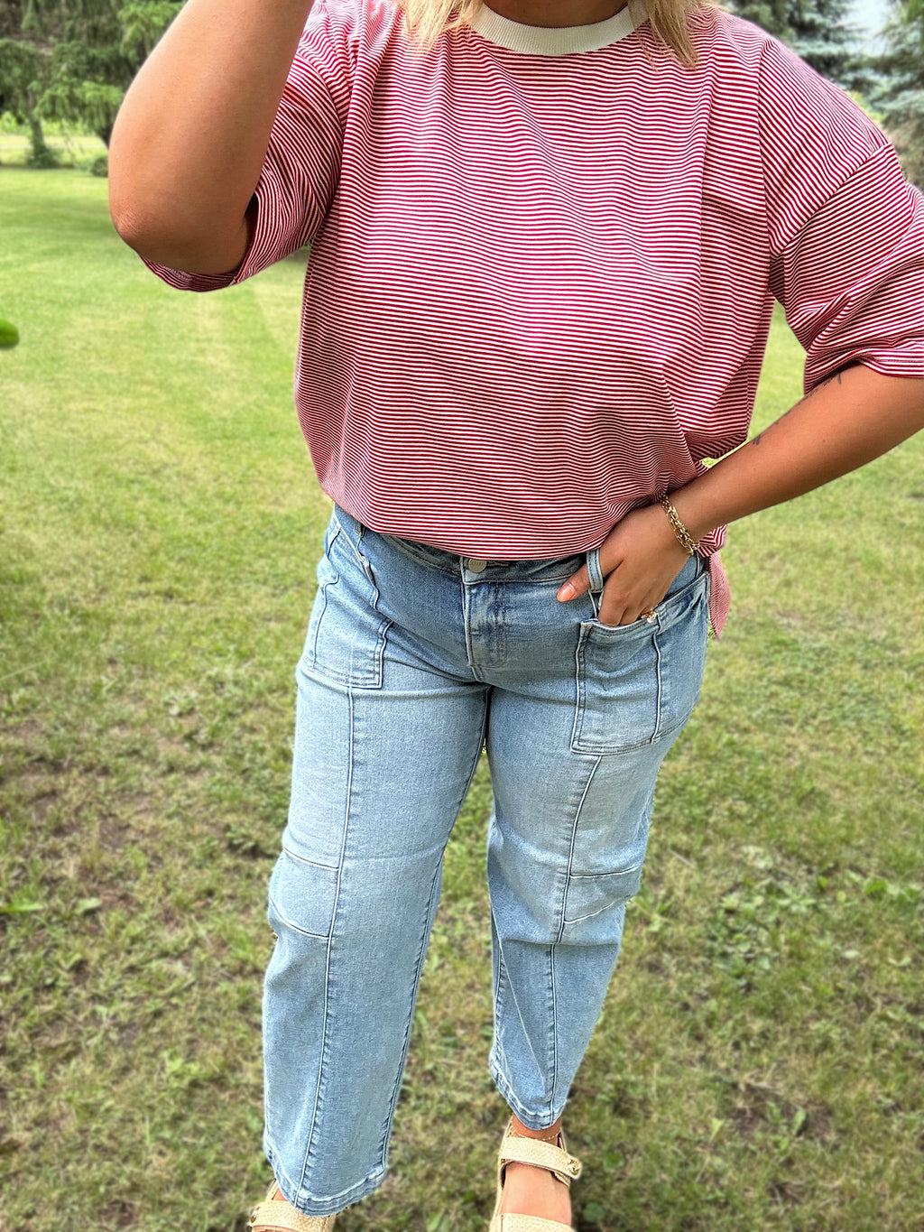 Risen Patch Pocket Boyfriend Jeans- Light