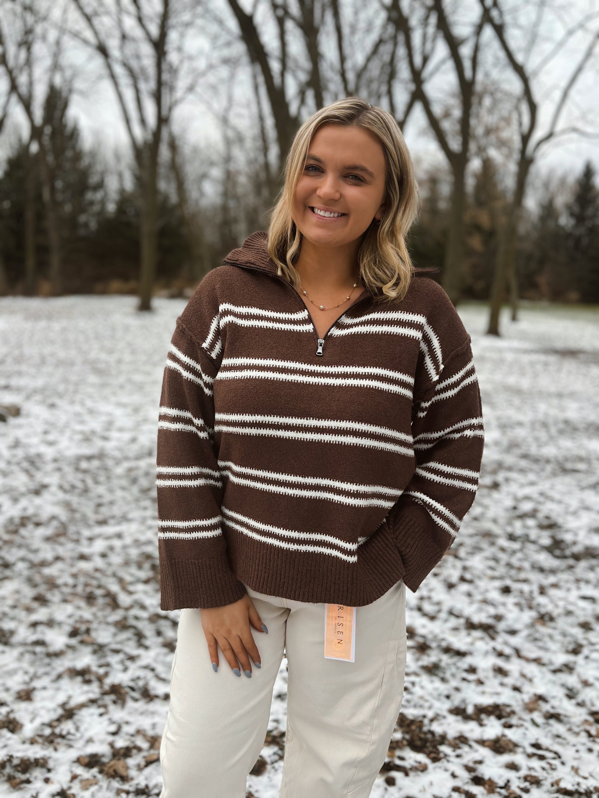 Morning Brew Stripe Zip