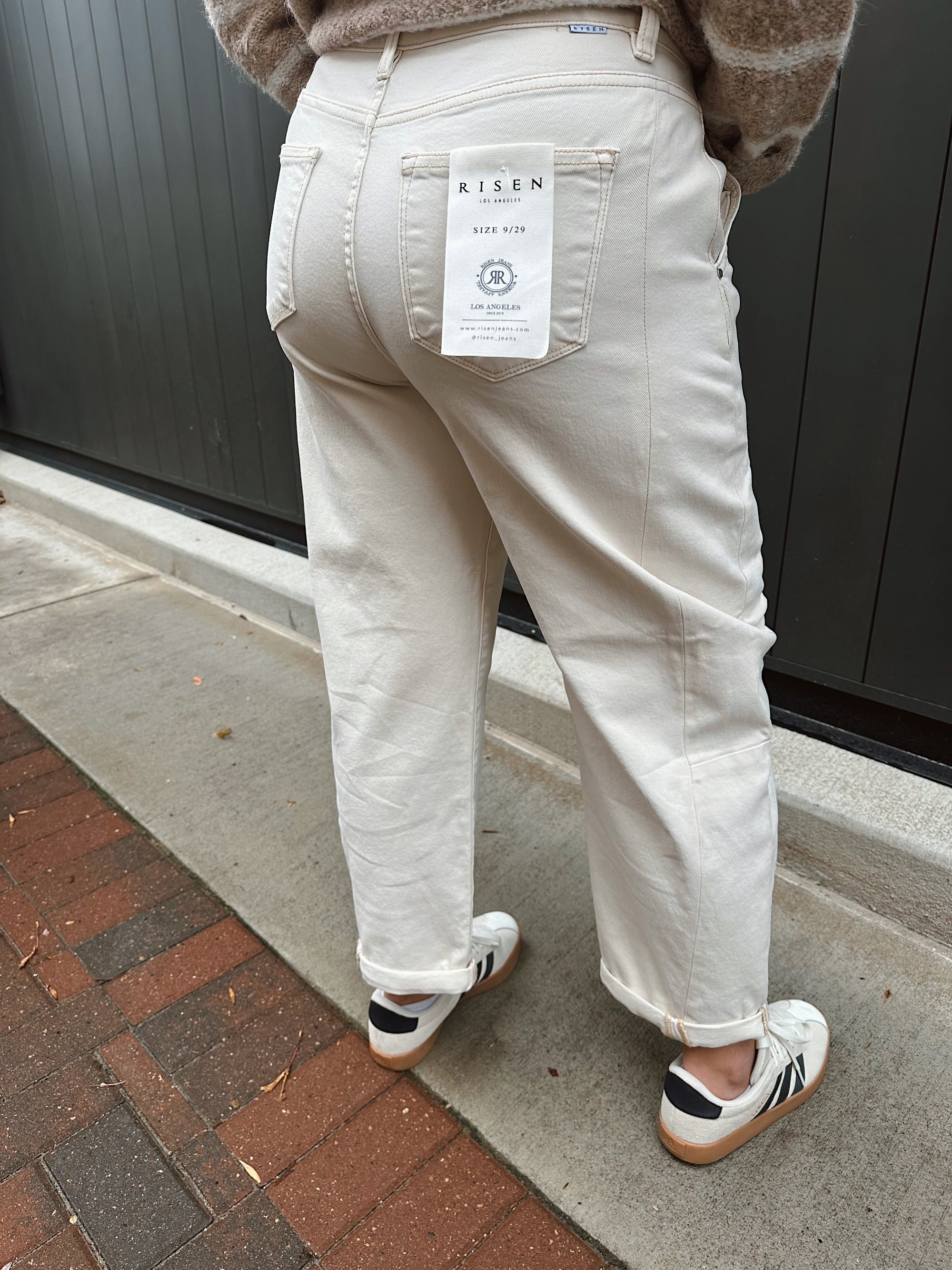 Risen High Rise Relaxed Ivory Cuffed Barrel