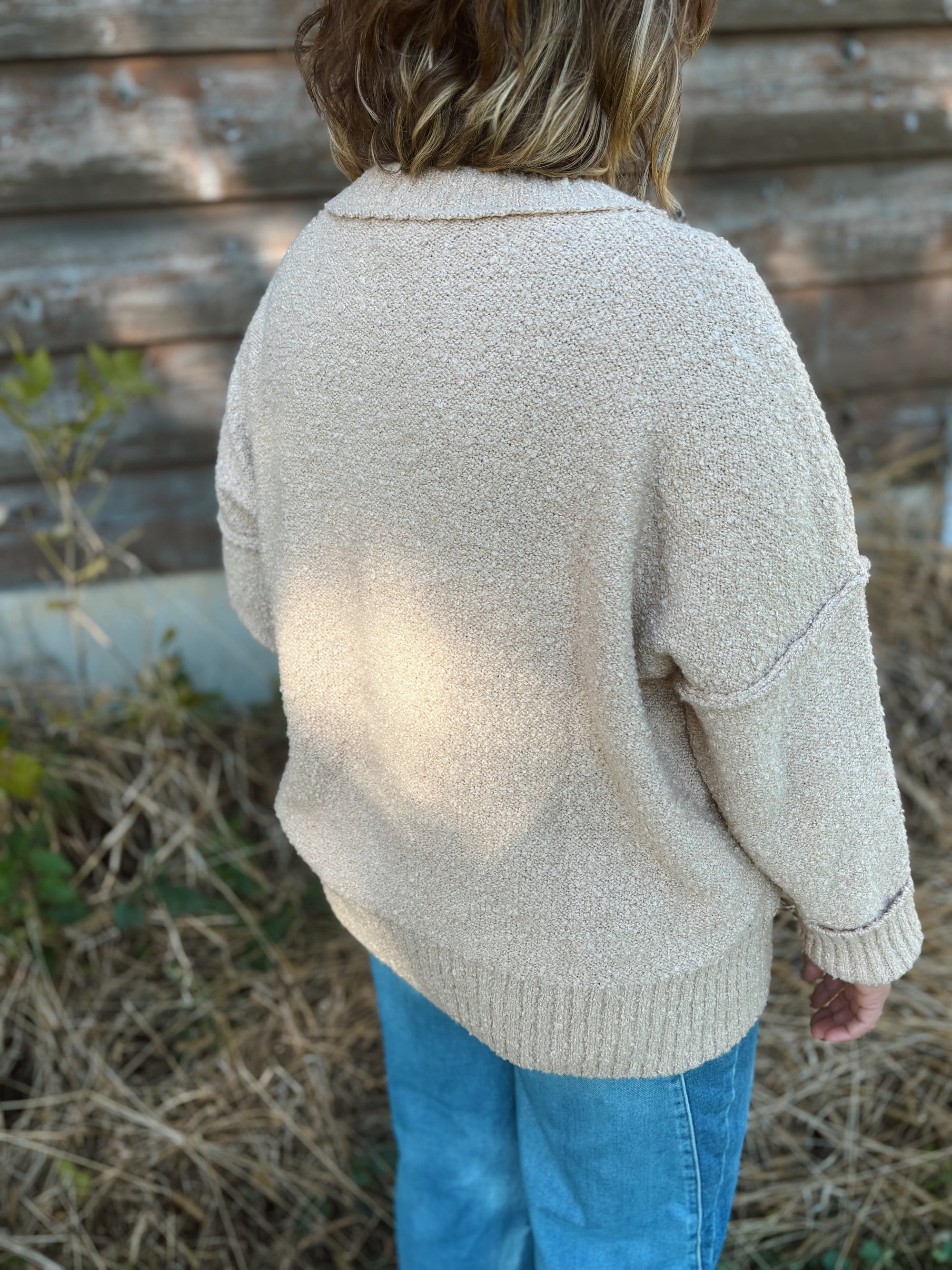 Almond Butter Exposed Seam Sweater