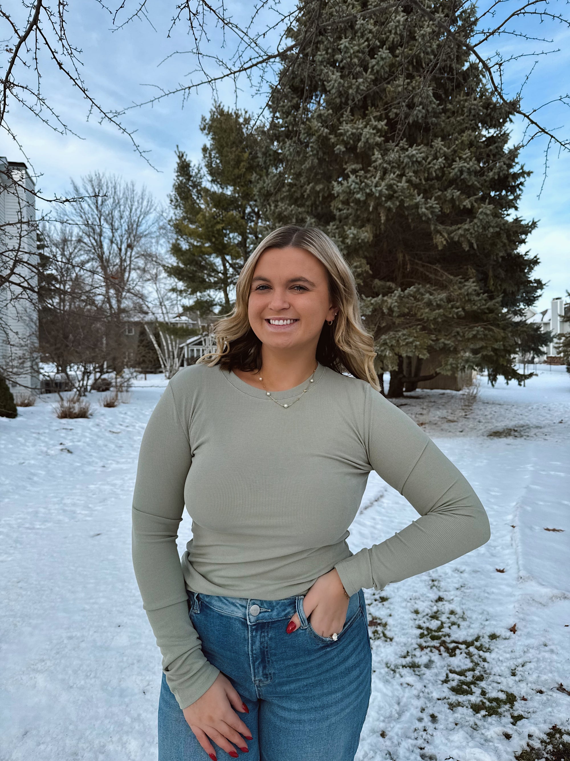 Everyday Essentials Seagrass ribbed long sleeve