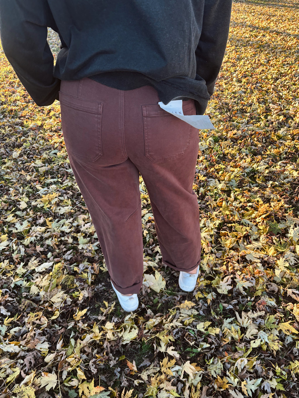 Risen Choco Brown High Rise Barrel Jeans