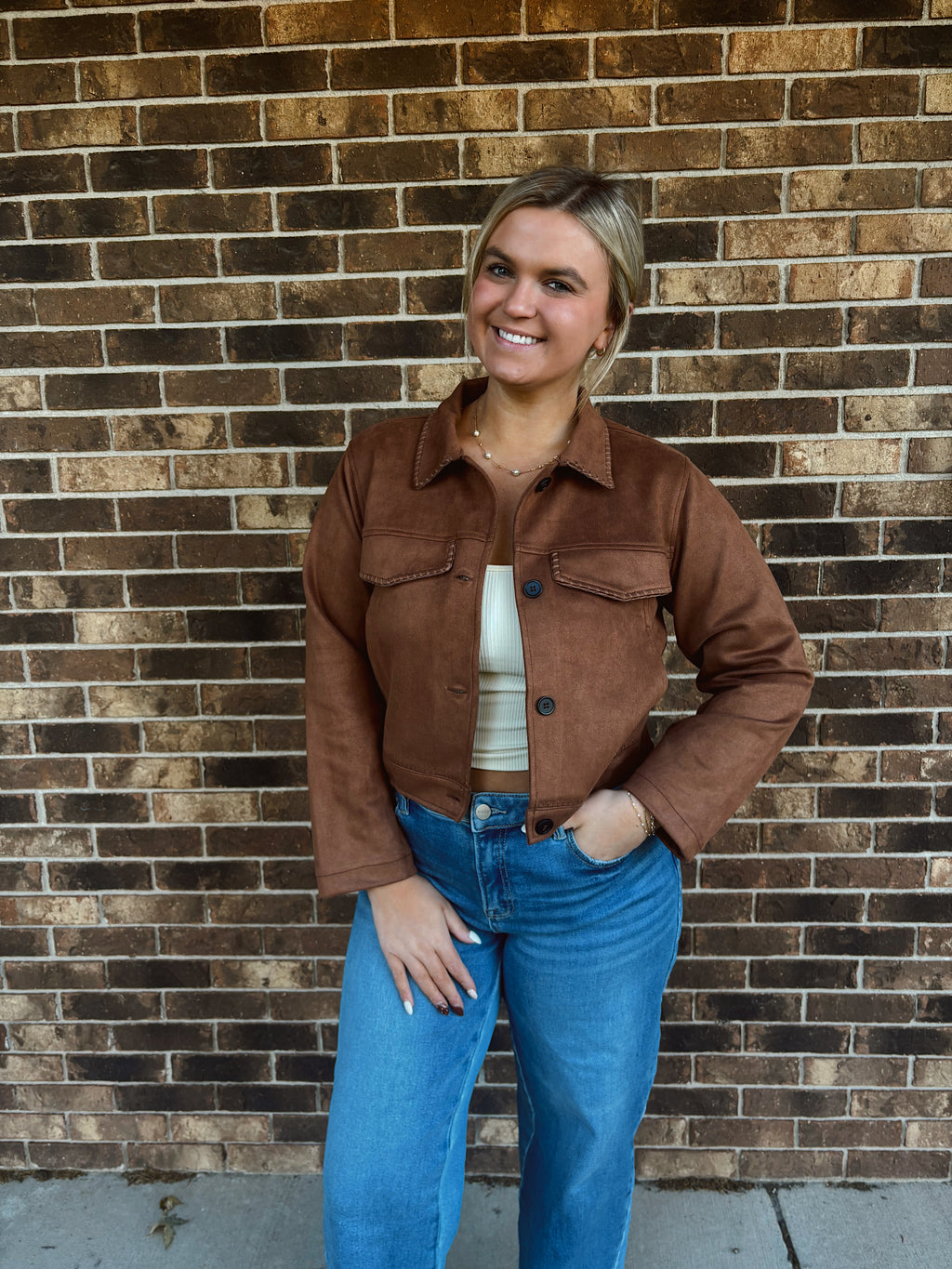 Brown Braided Suede Jacket