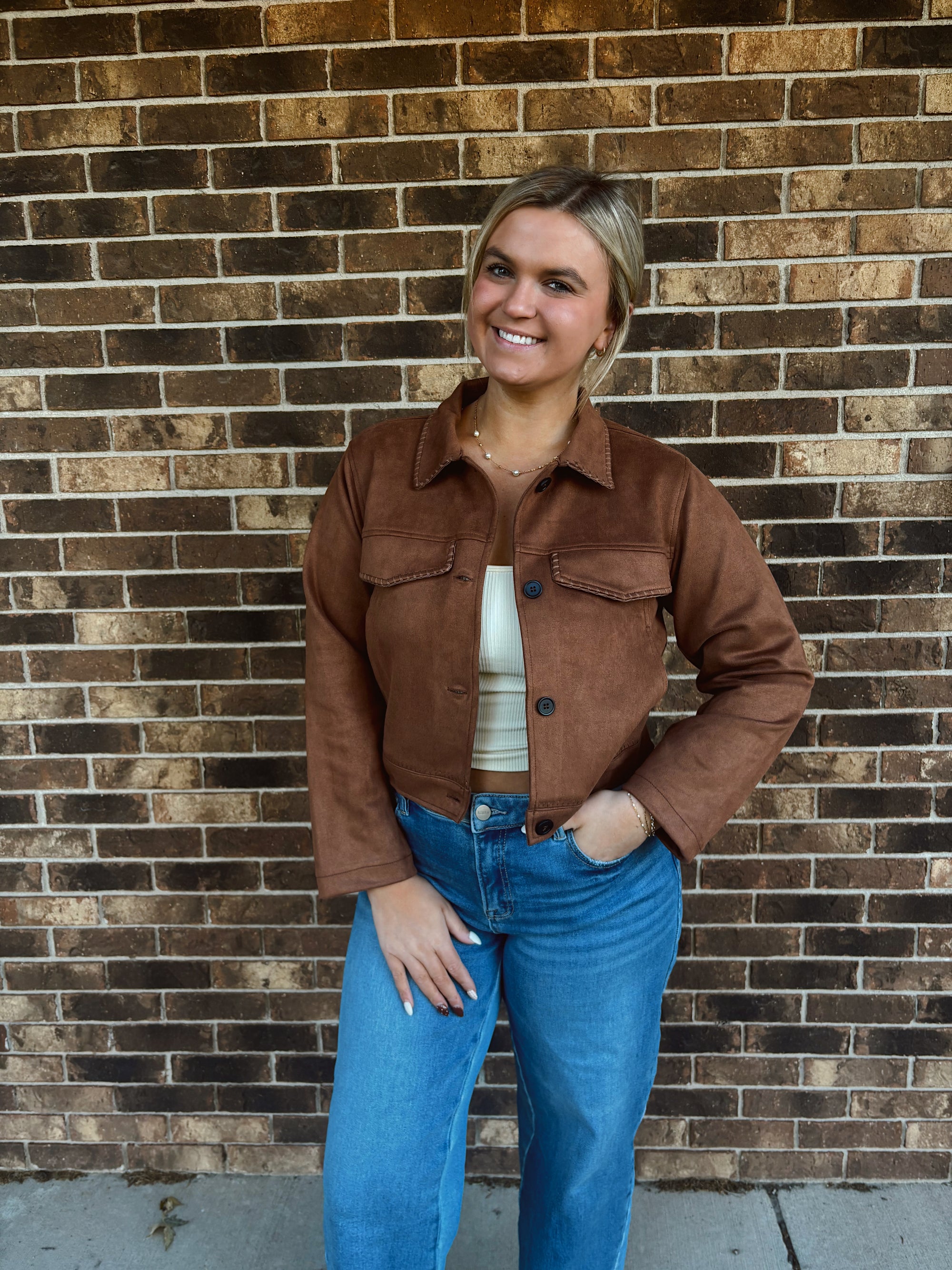 Brown Braided Suede Jacket