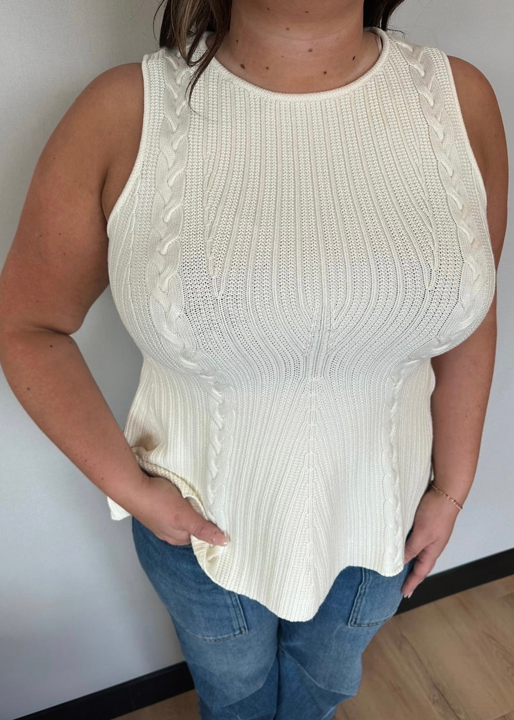 Buttercream Cable Peplum Knit