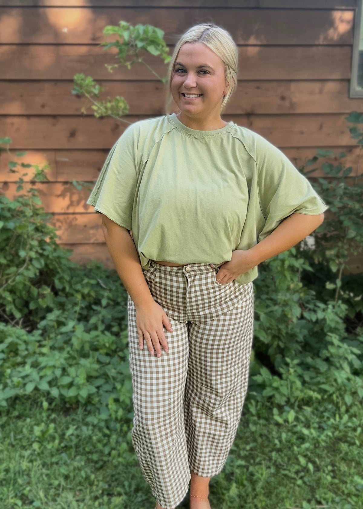 Maple Check Barrel Pants