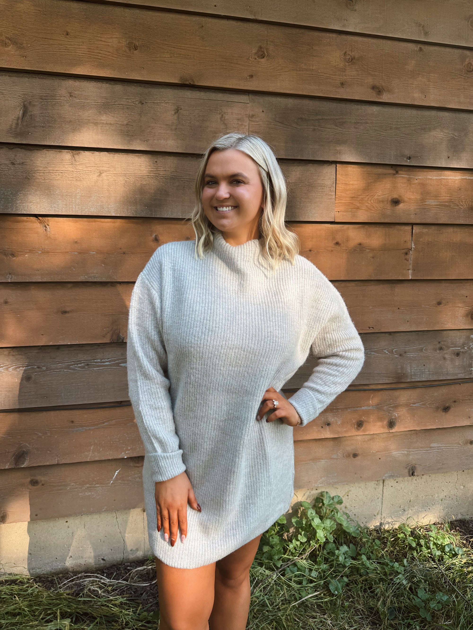 Cozy Cabin Birch Knit Sweater Dress