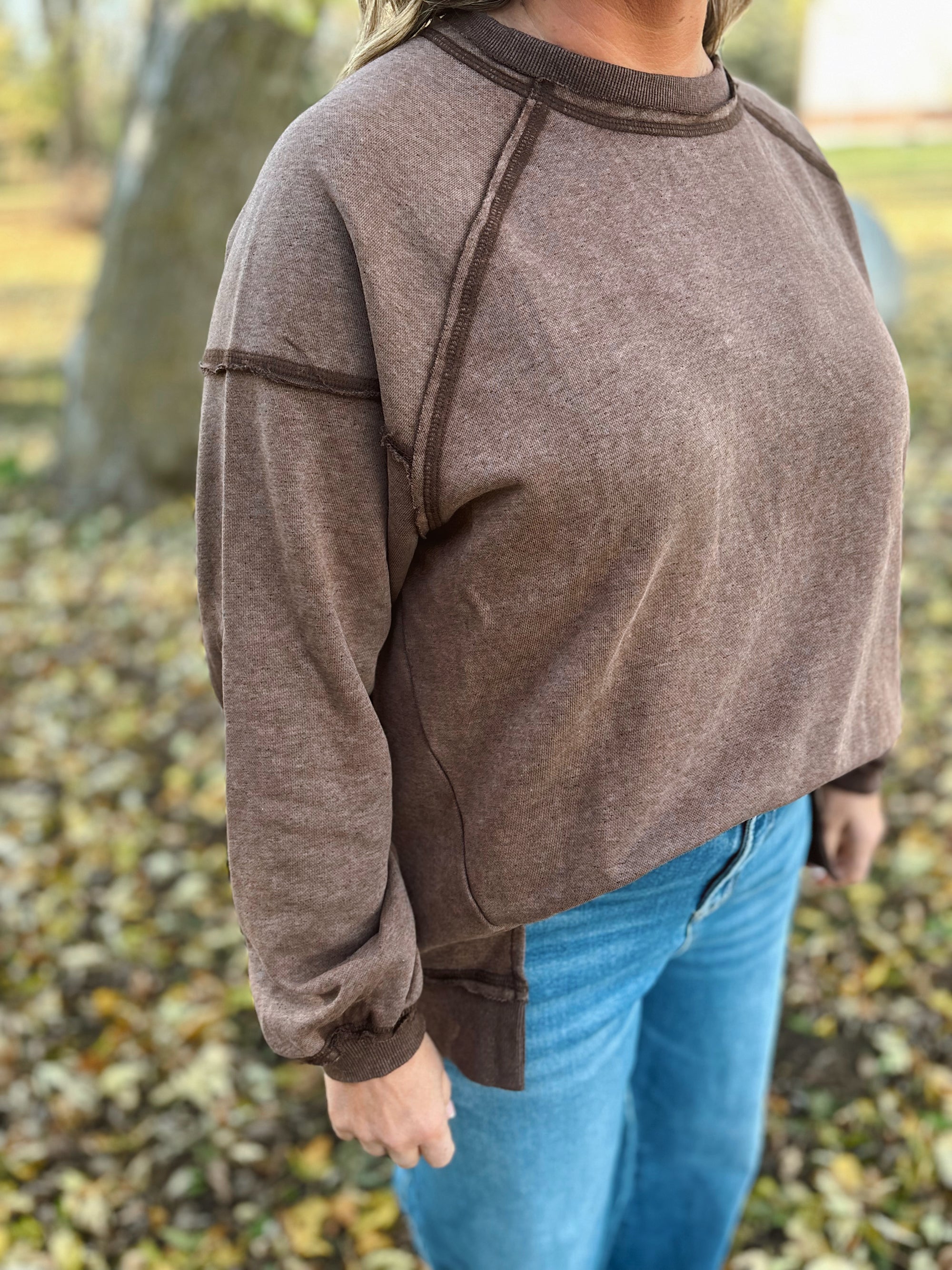 Mocha Washed Everyday Pullover