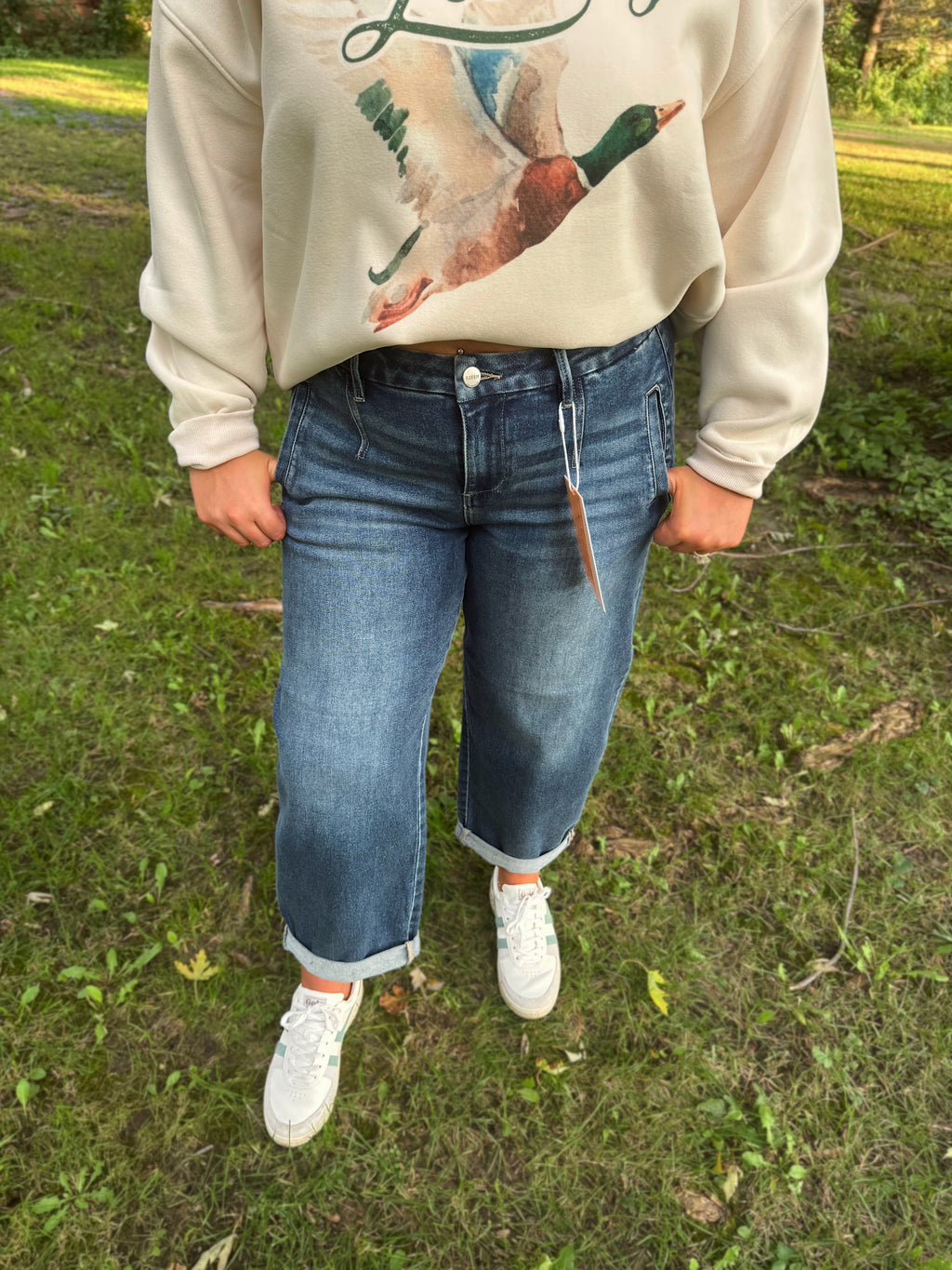 Risen Side Pocket Barrel Jeans- Dark