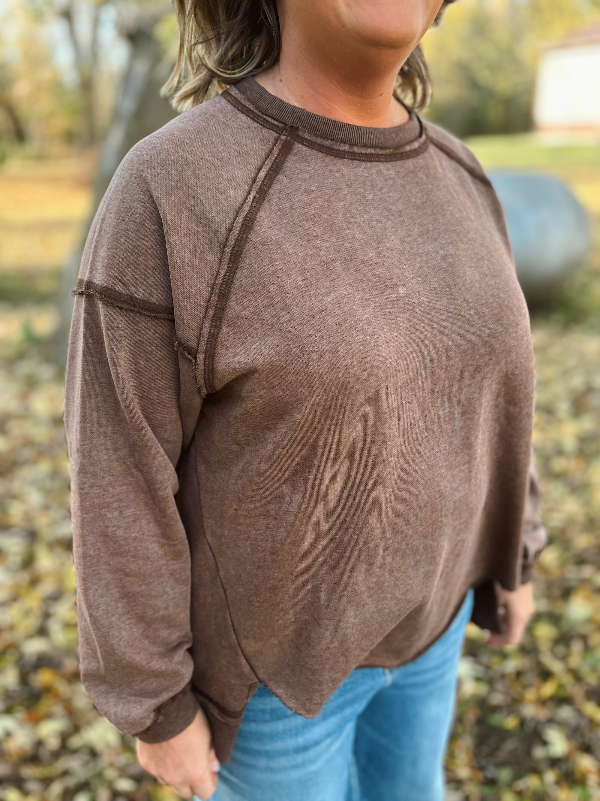 Mocha Washed Everyday Pullover