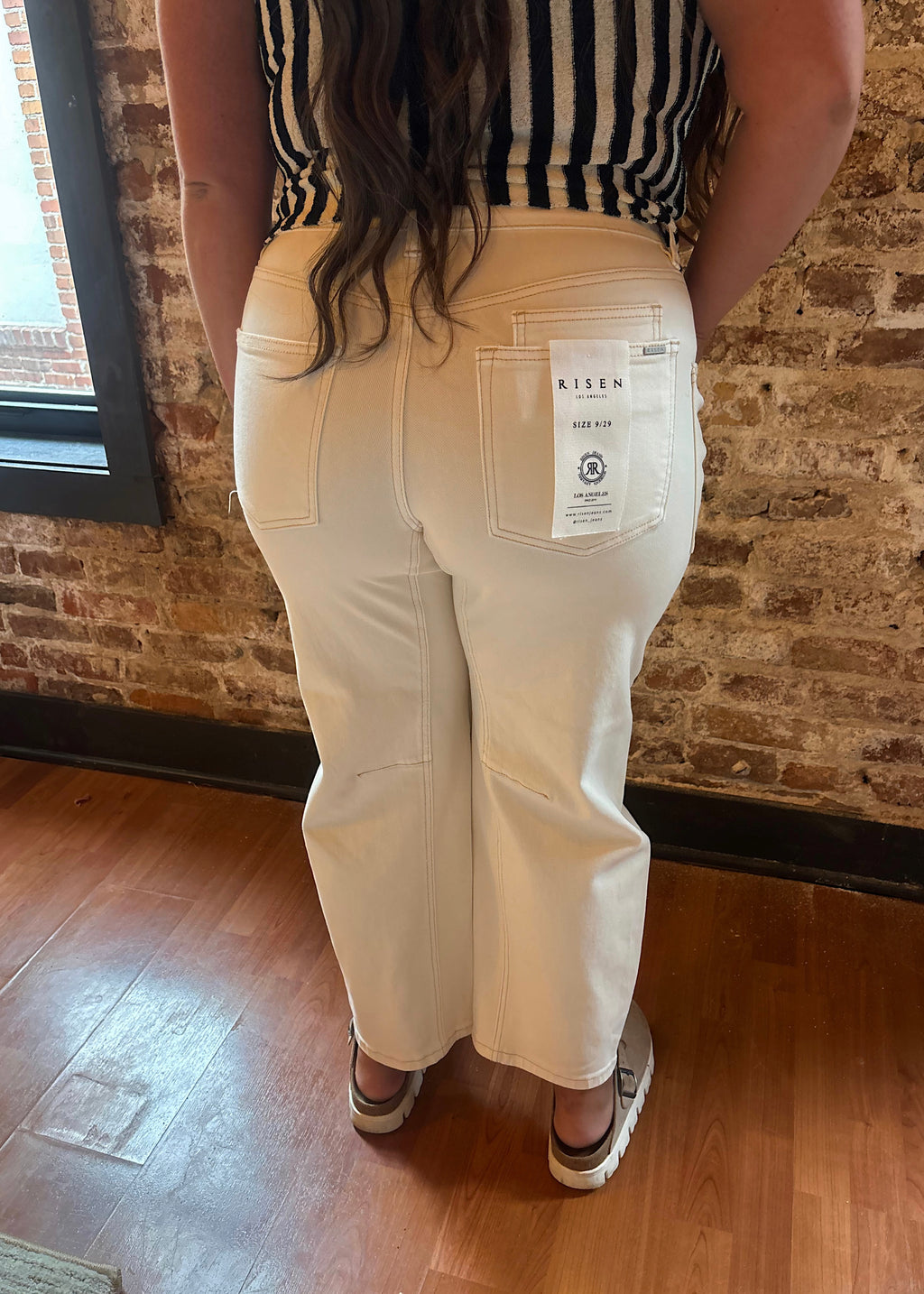 Risen Ivory Slouchy Tie Barrel Jeans