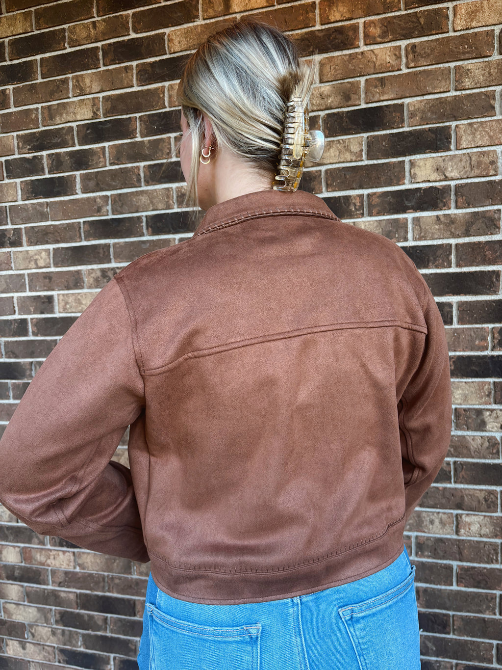 Brown Braided Suede Jacket