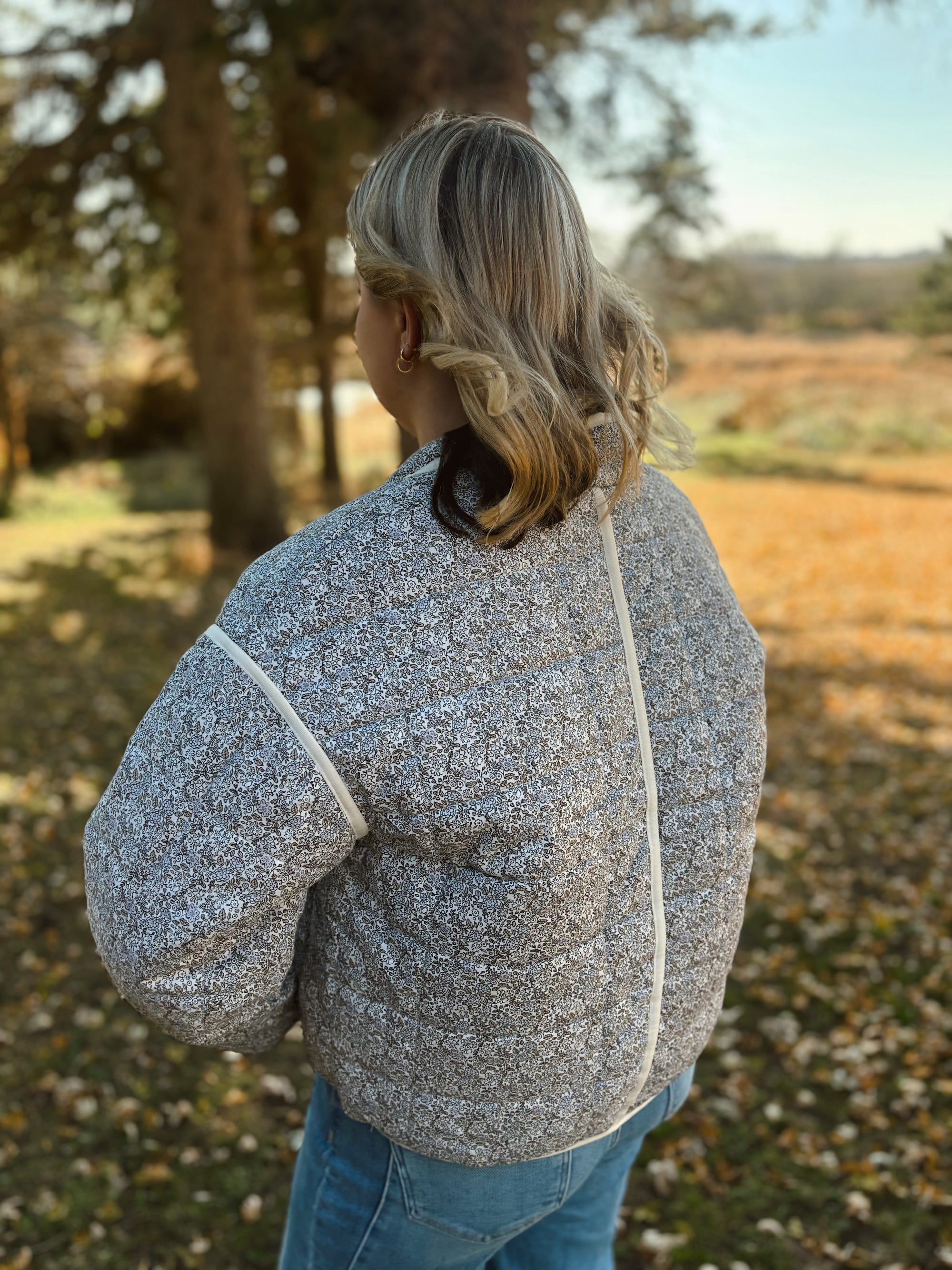 Lavender Ivory Quilted Puffer