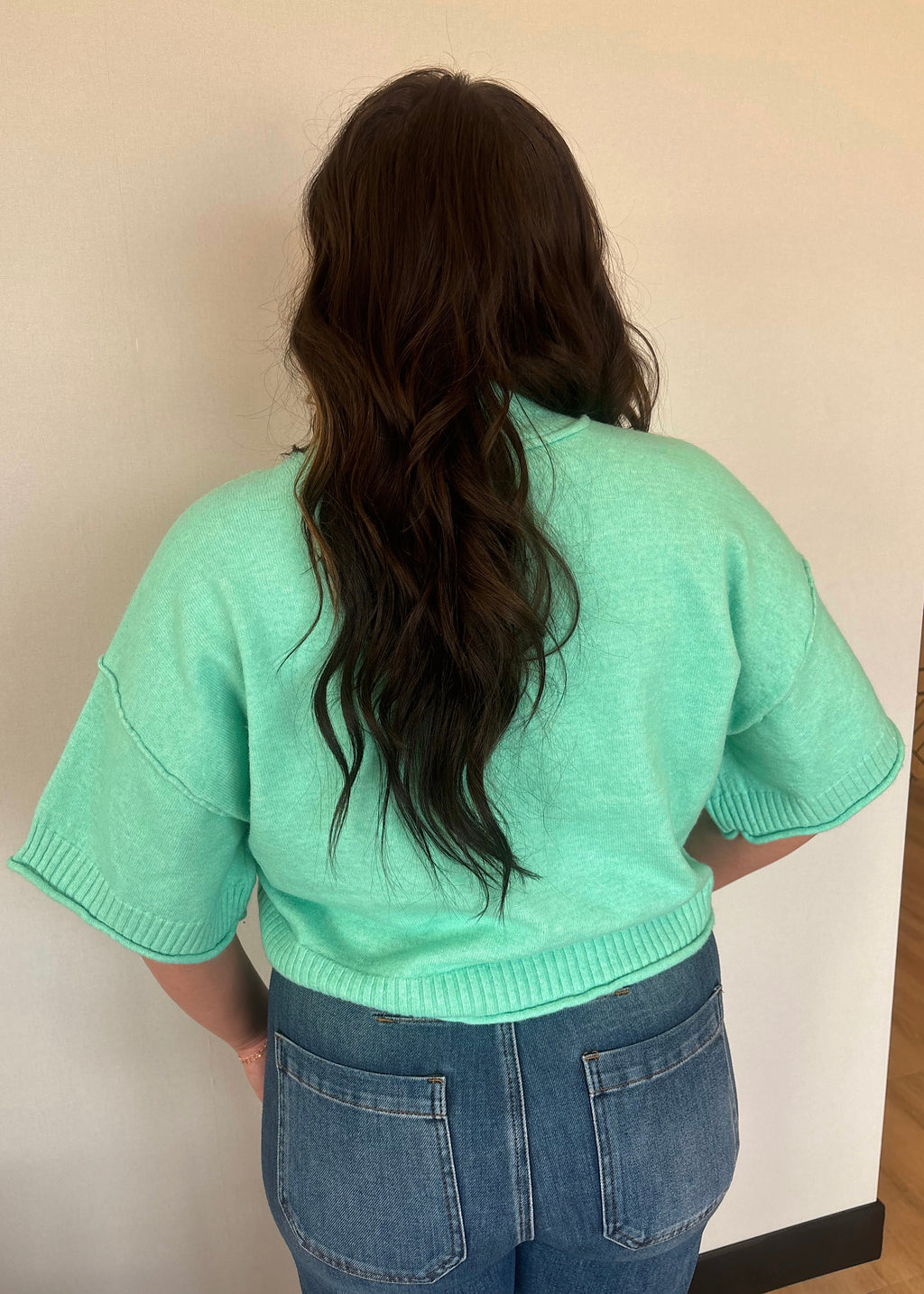 Mint Breeze Mock Neck Short Sleeve