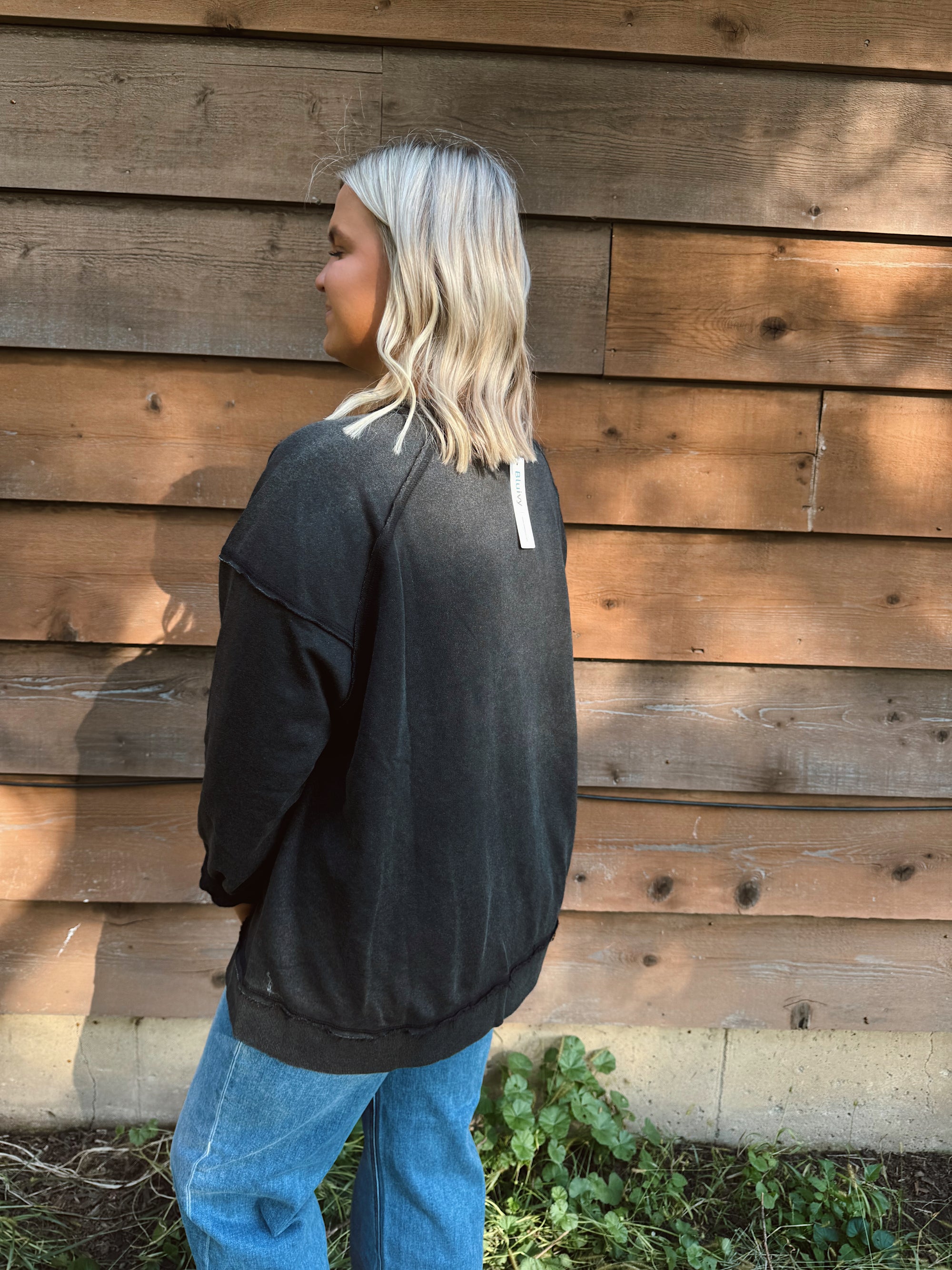 Black Washed Everyday Pullover