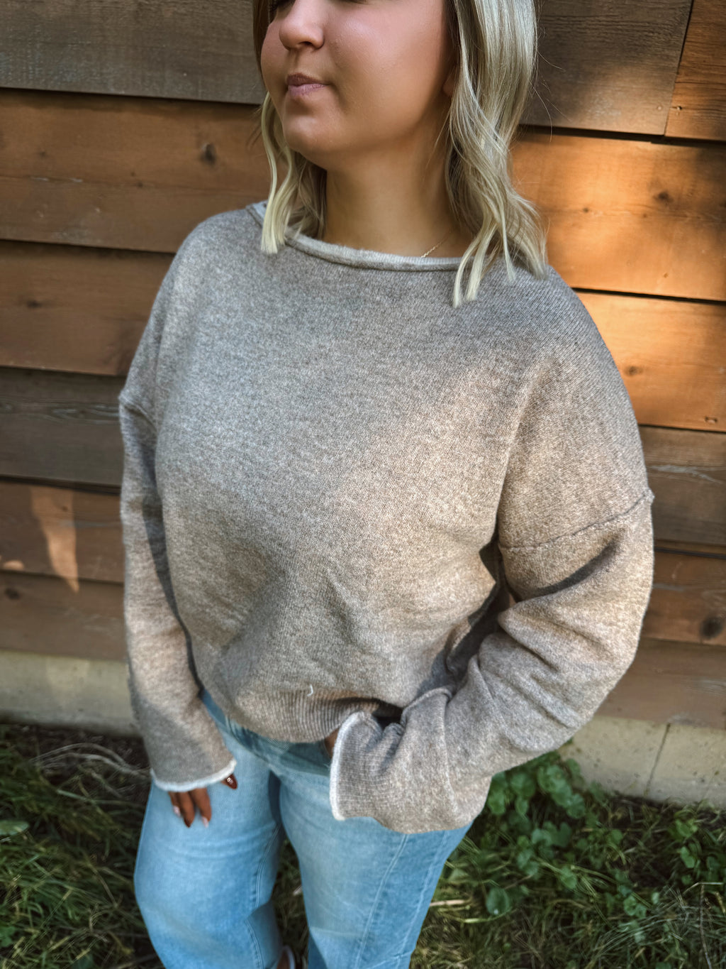 Slouchy Oatmeal Knit Sweater
