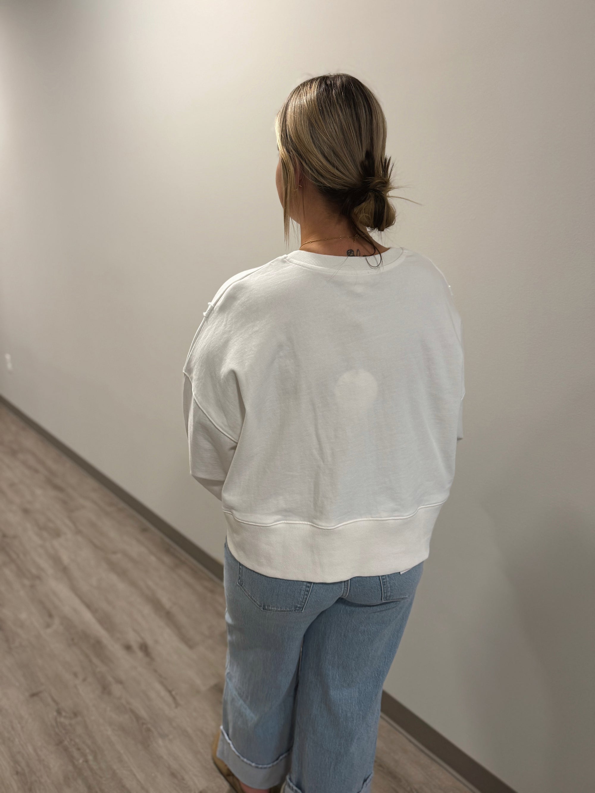 Soft White Round Neck Crew