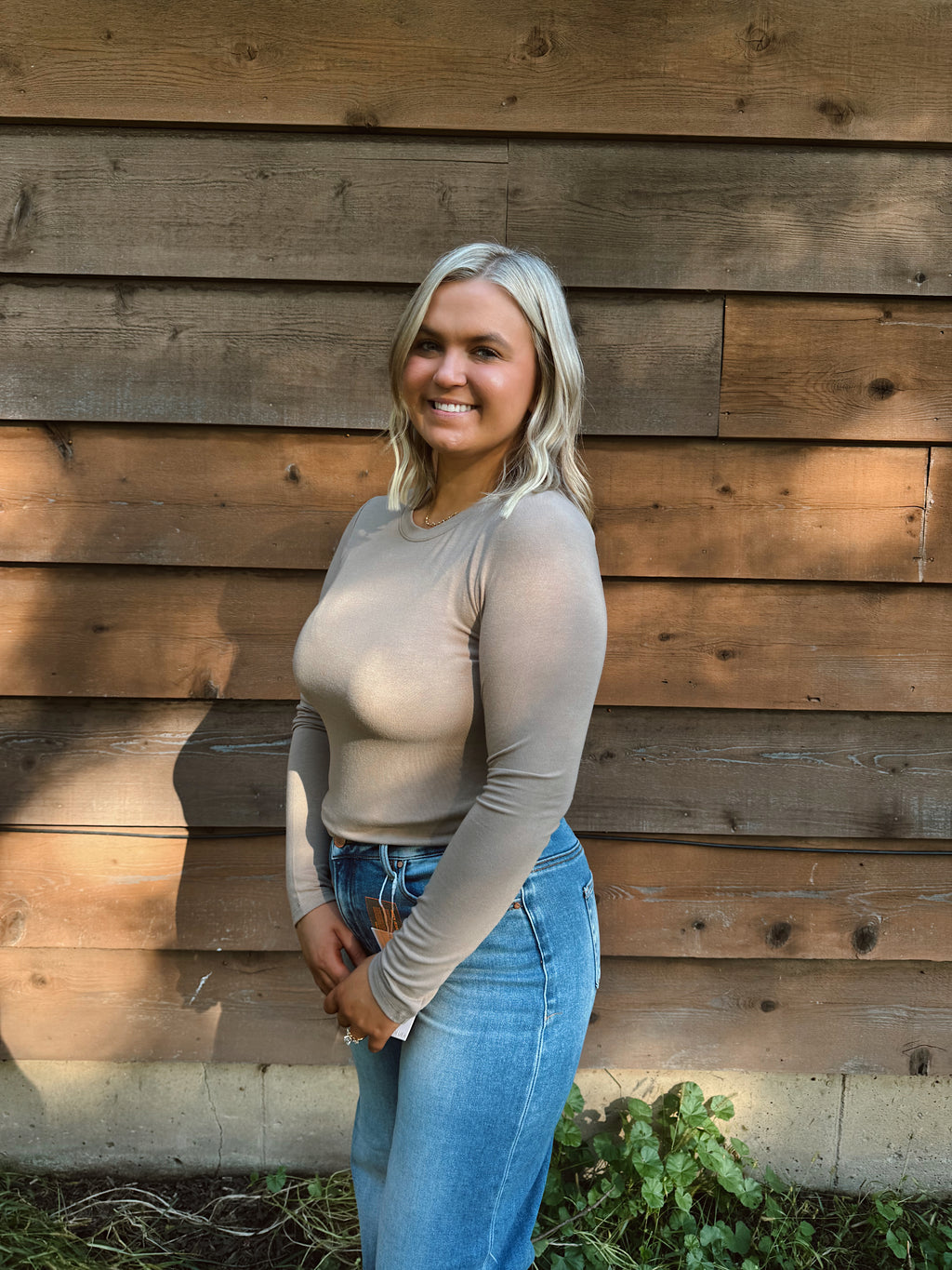 Layer Me Mocha Fitted Knit Long Sleeve