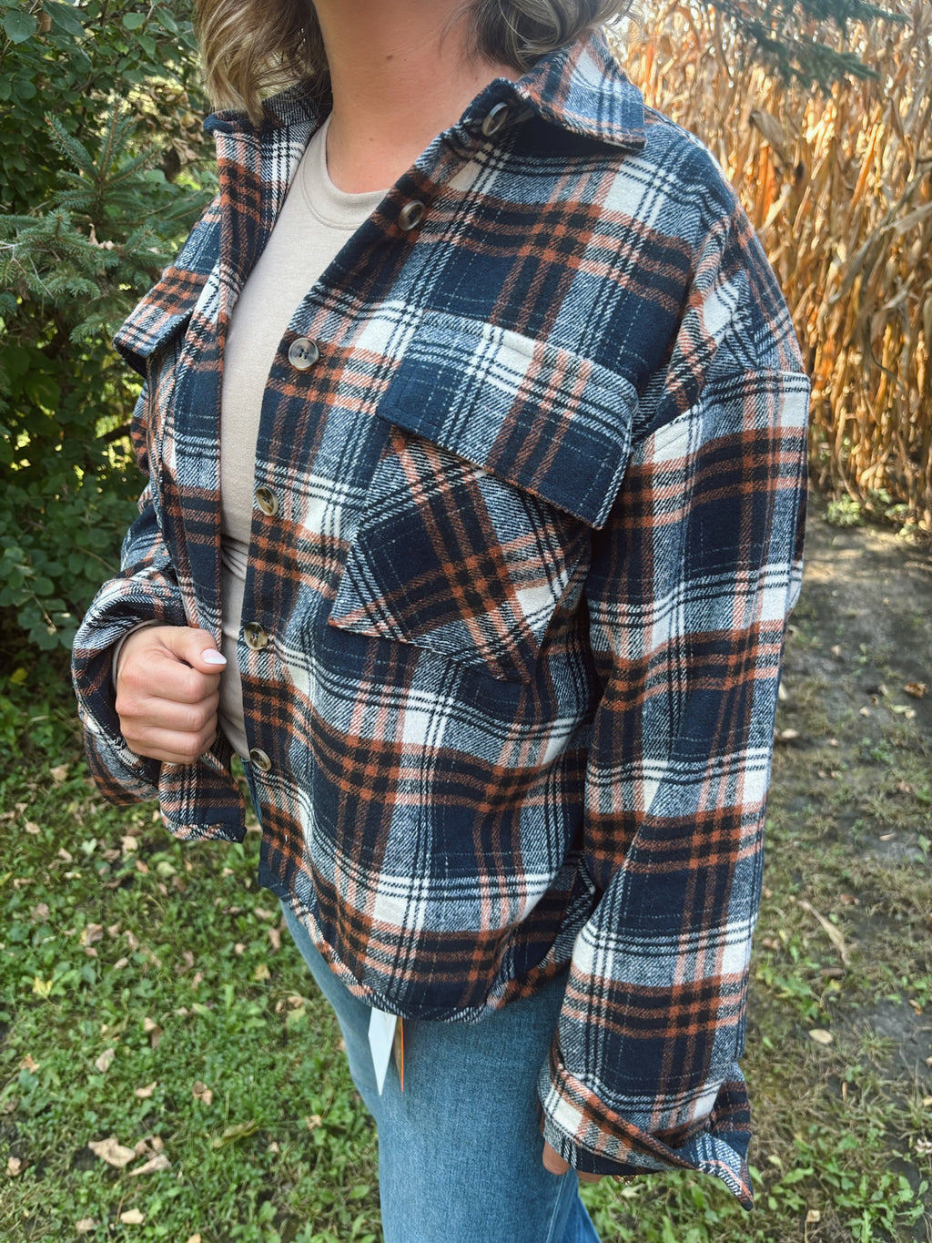 Cider & Spice Plaid Cropped Flannel