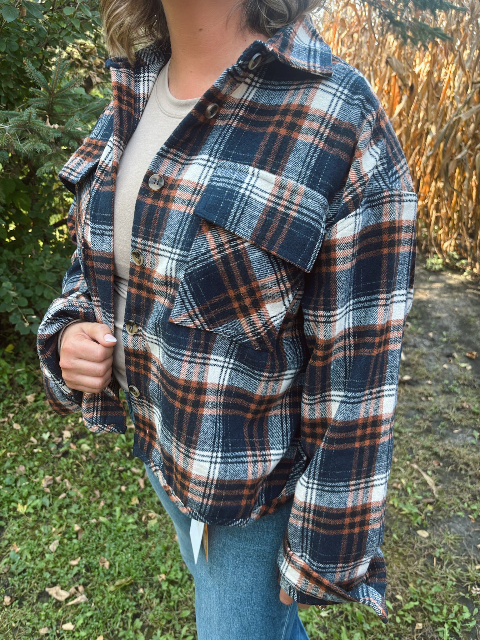Cider & Spice Plaid Cropped Flannel