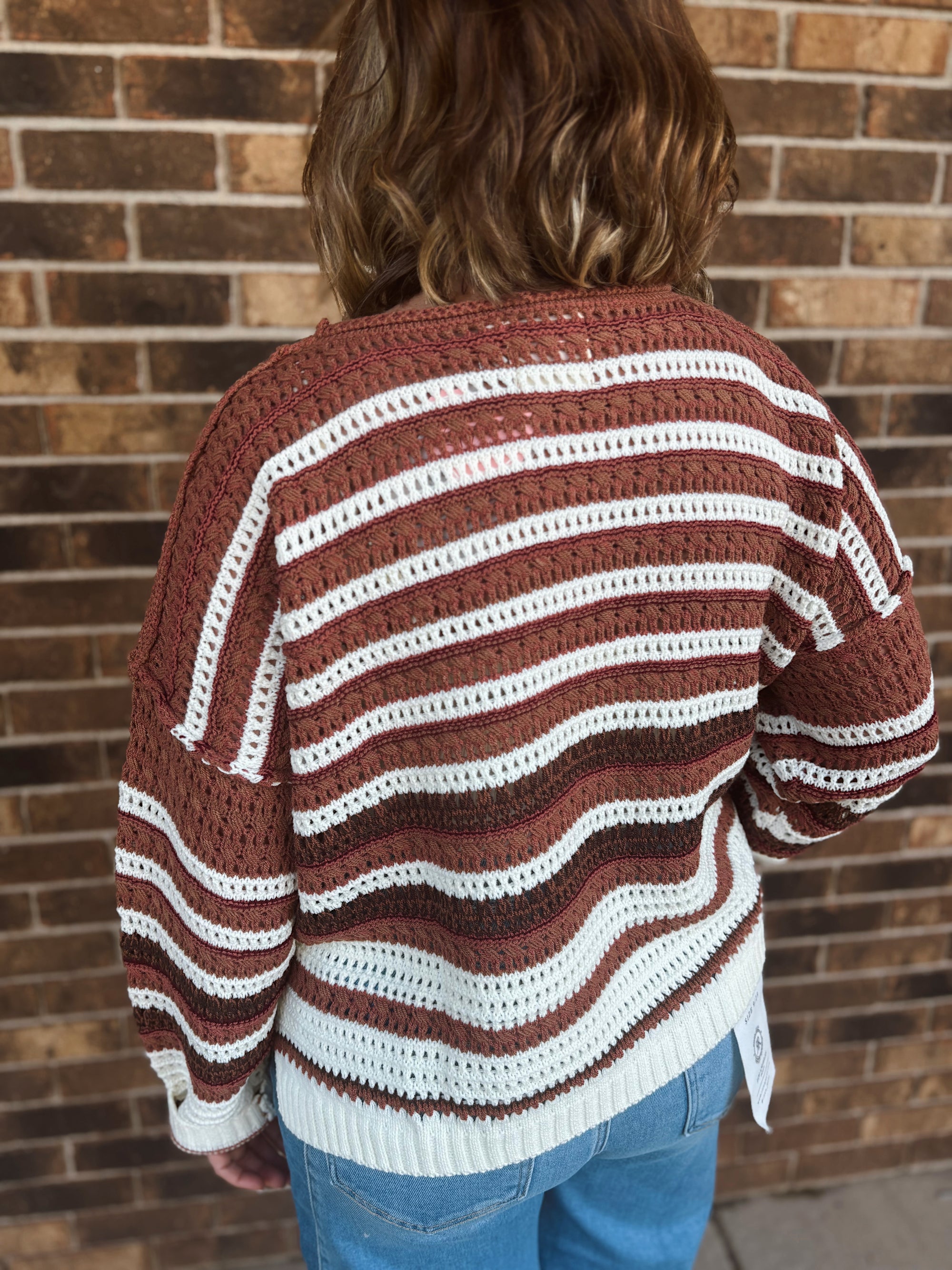 Toasted Terra-cotta Crochet Sweater