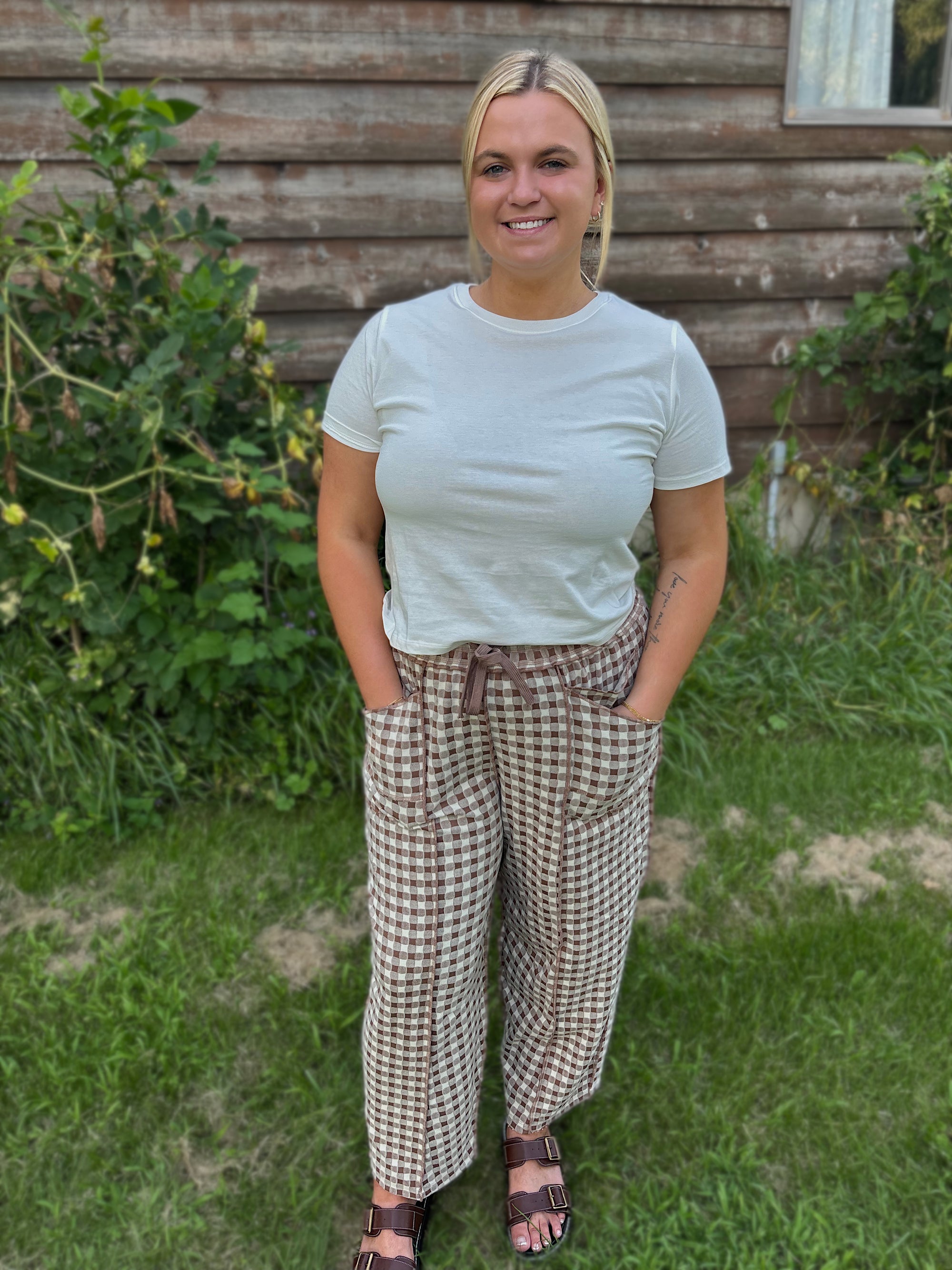 Mocha Market Barrel Pants