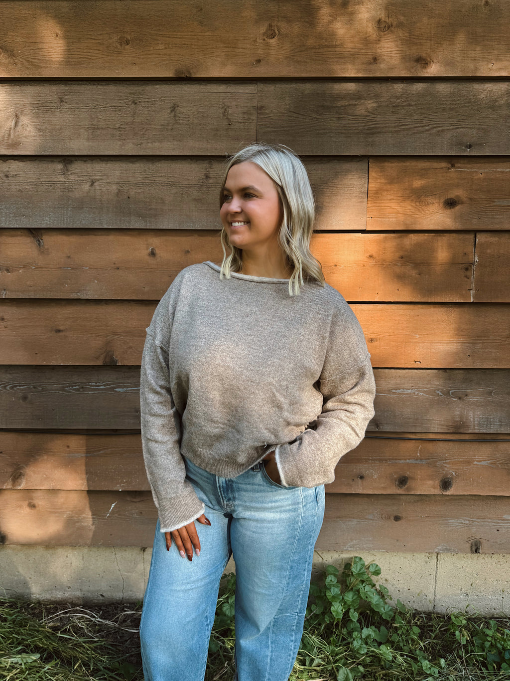 Slouchy Oatmeal Knit Sweater