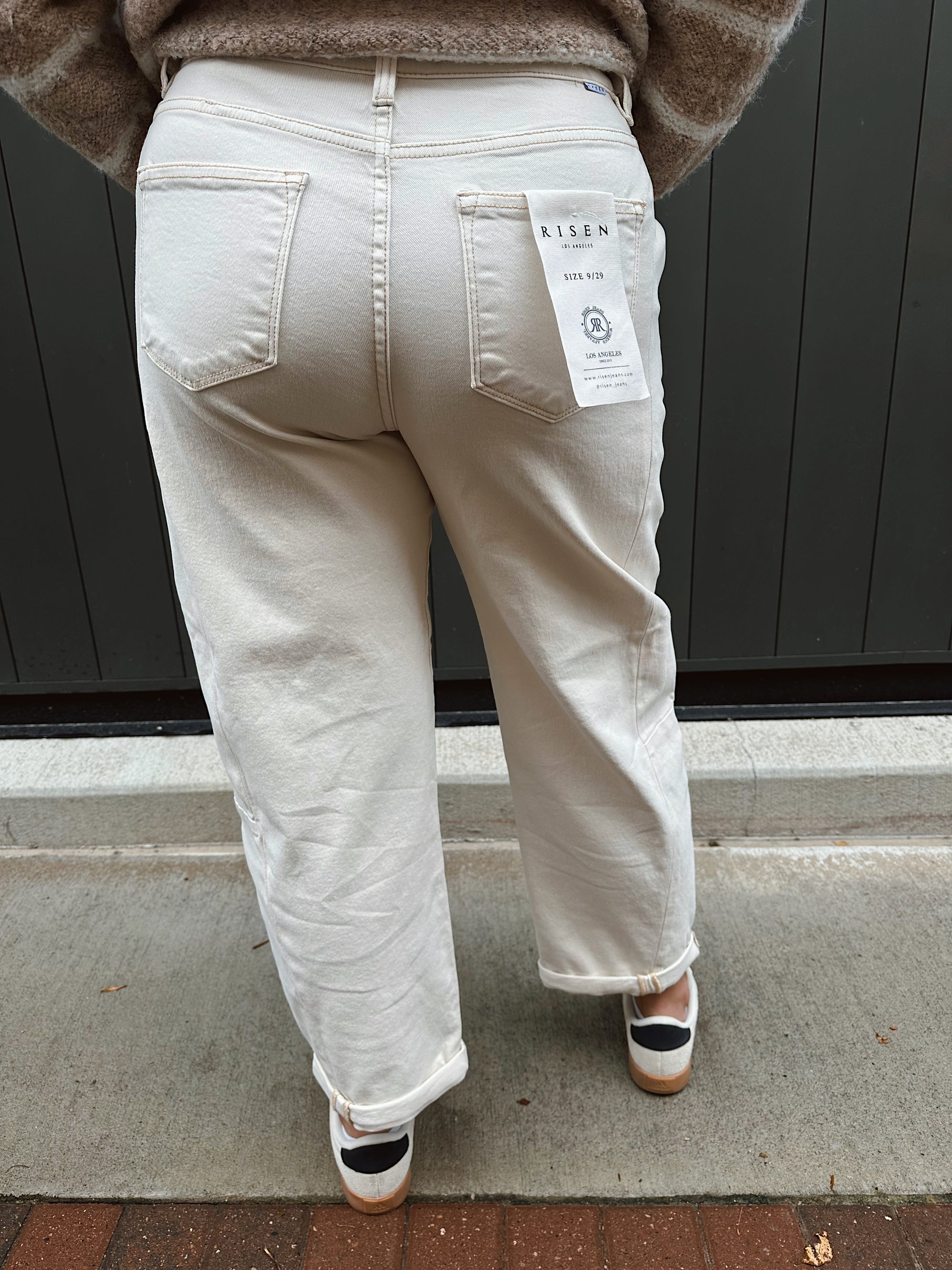 Risen High Rise Relaxed Ivory Cuffed Barrel