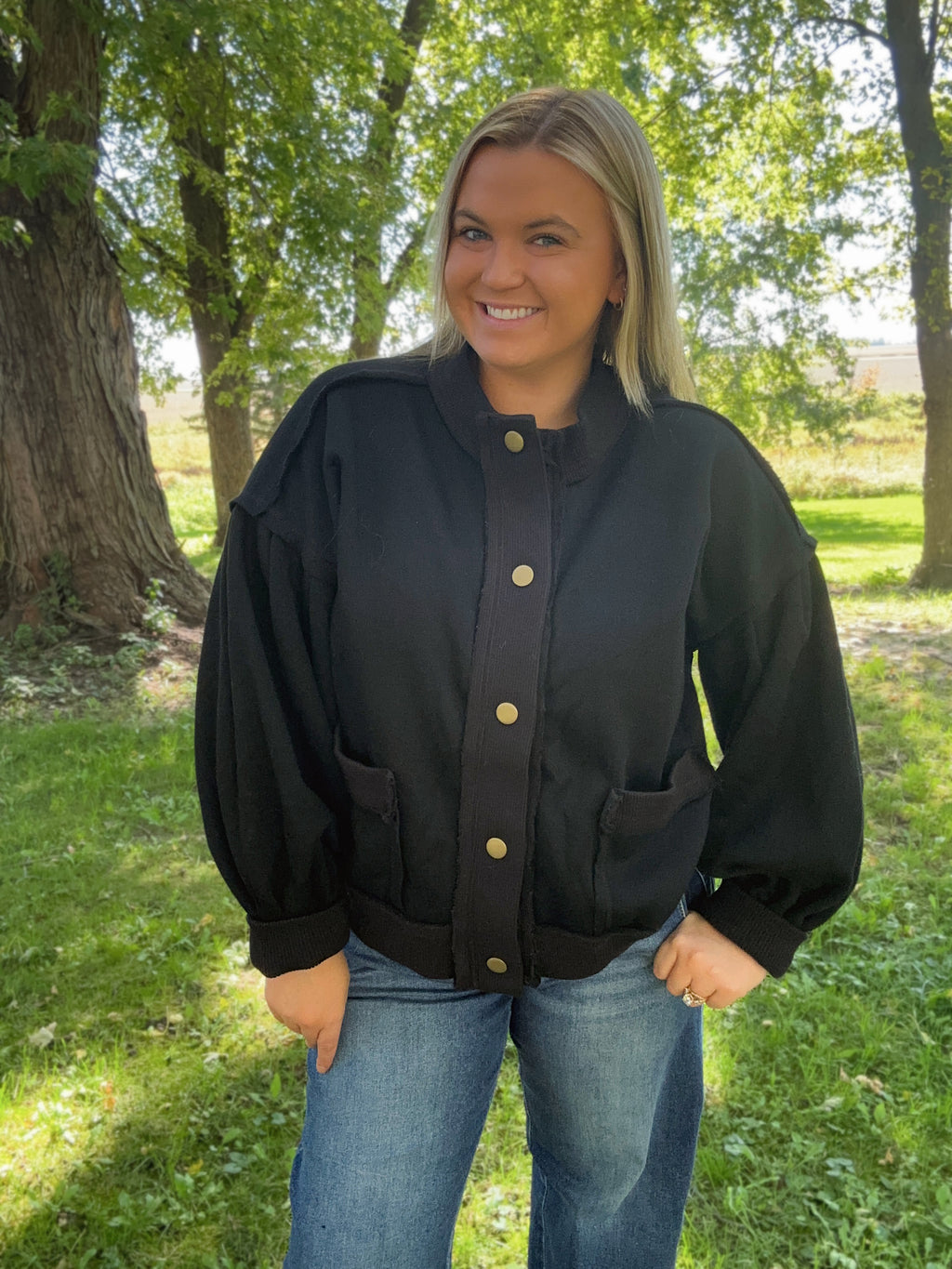 Everyday Snap Jacket- Black