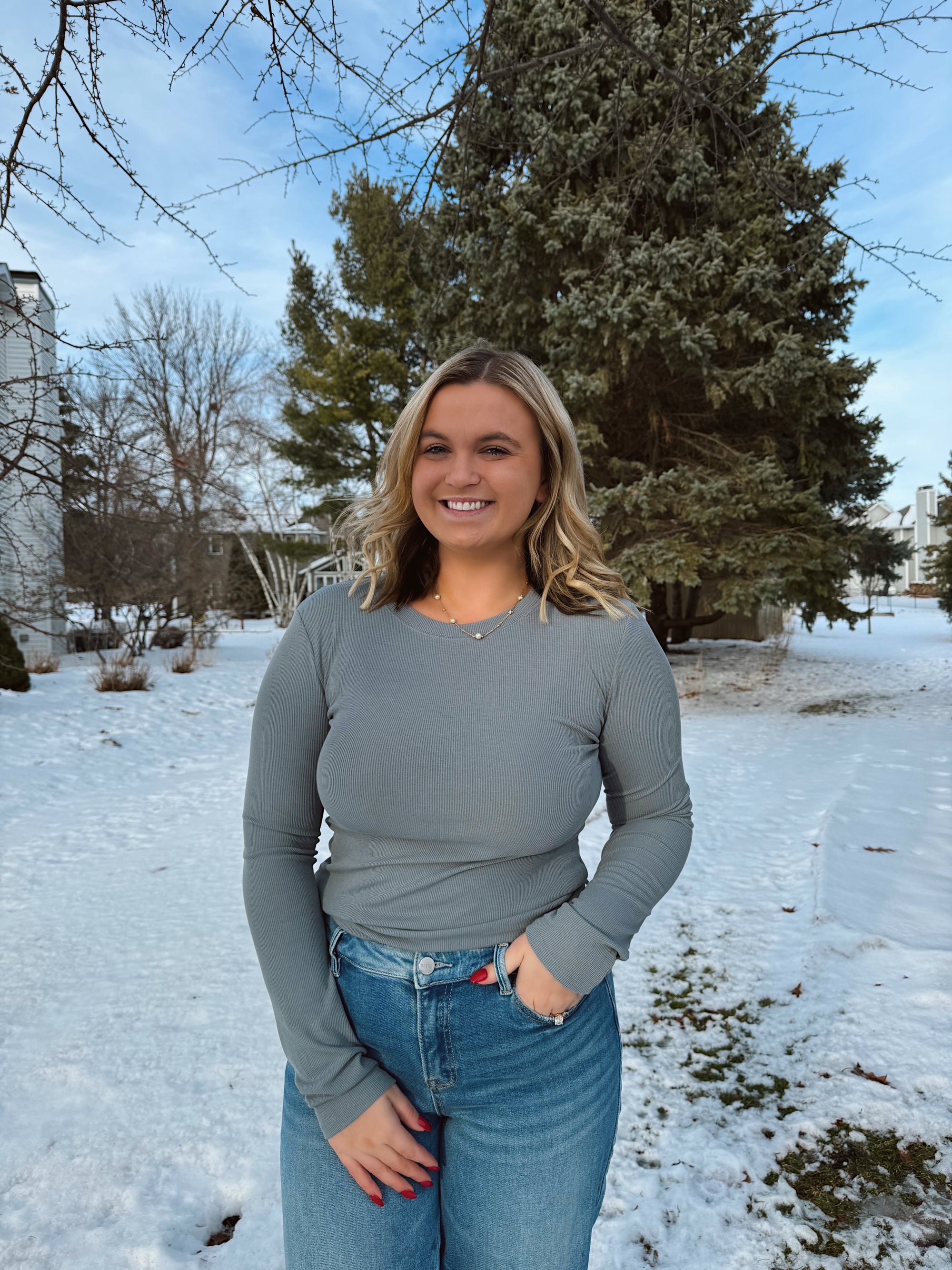 Everyday Essentials Pebble ribbed long sleeve