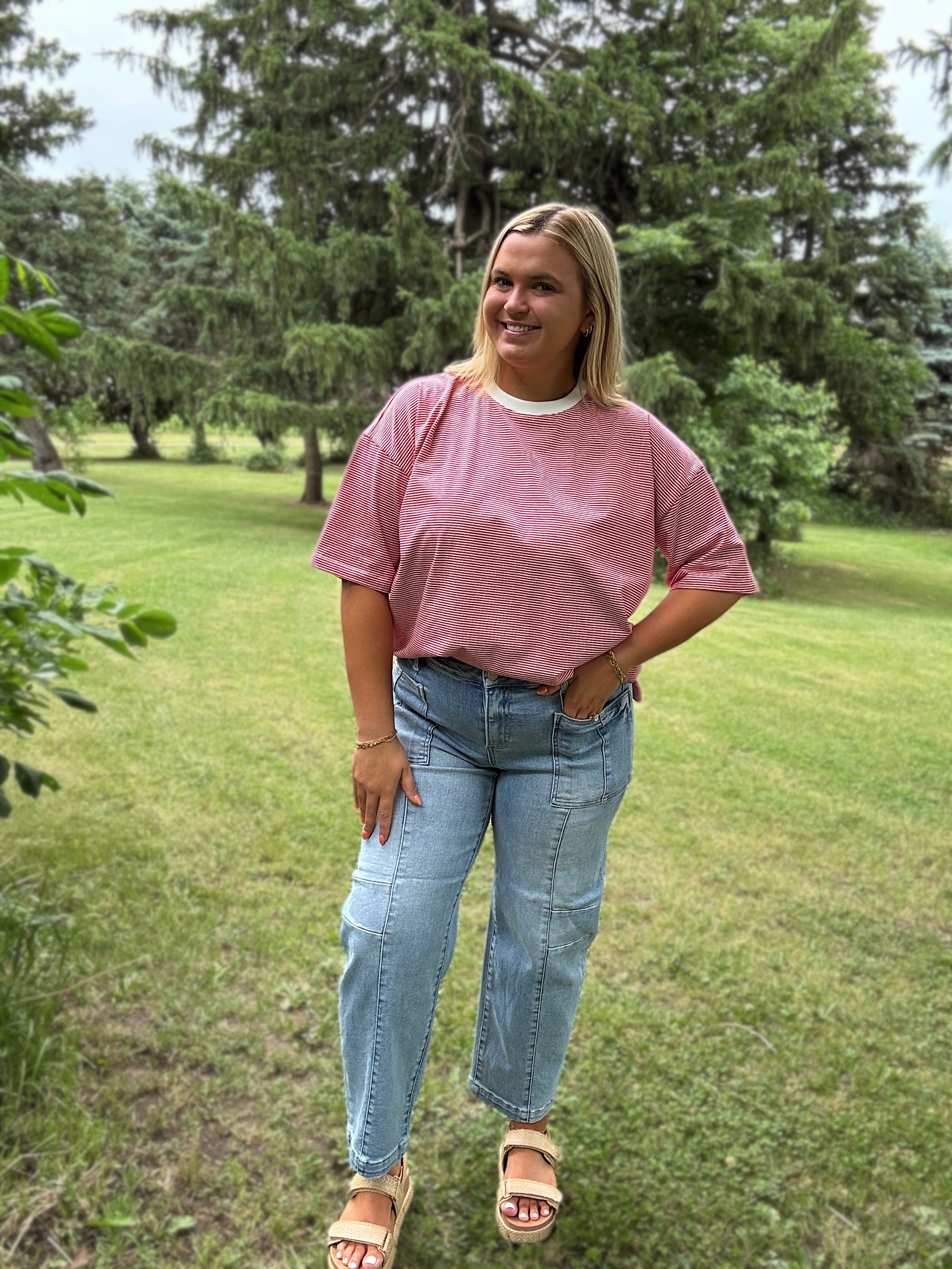 Risen Patch Pocket Boyfriend Jeans- Light