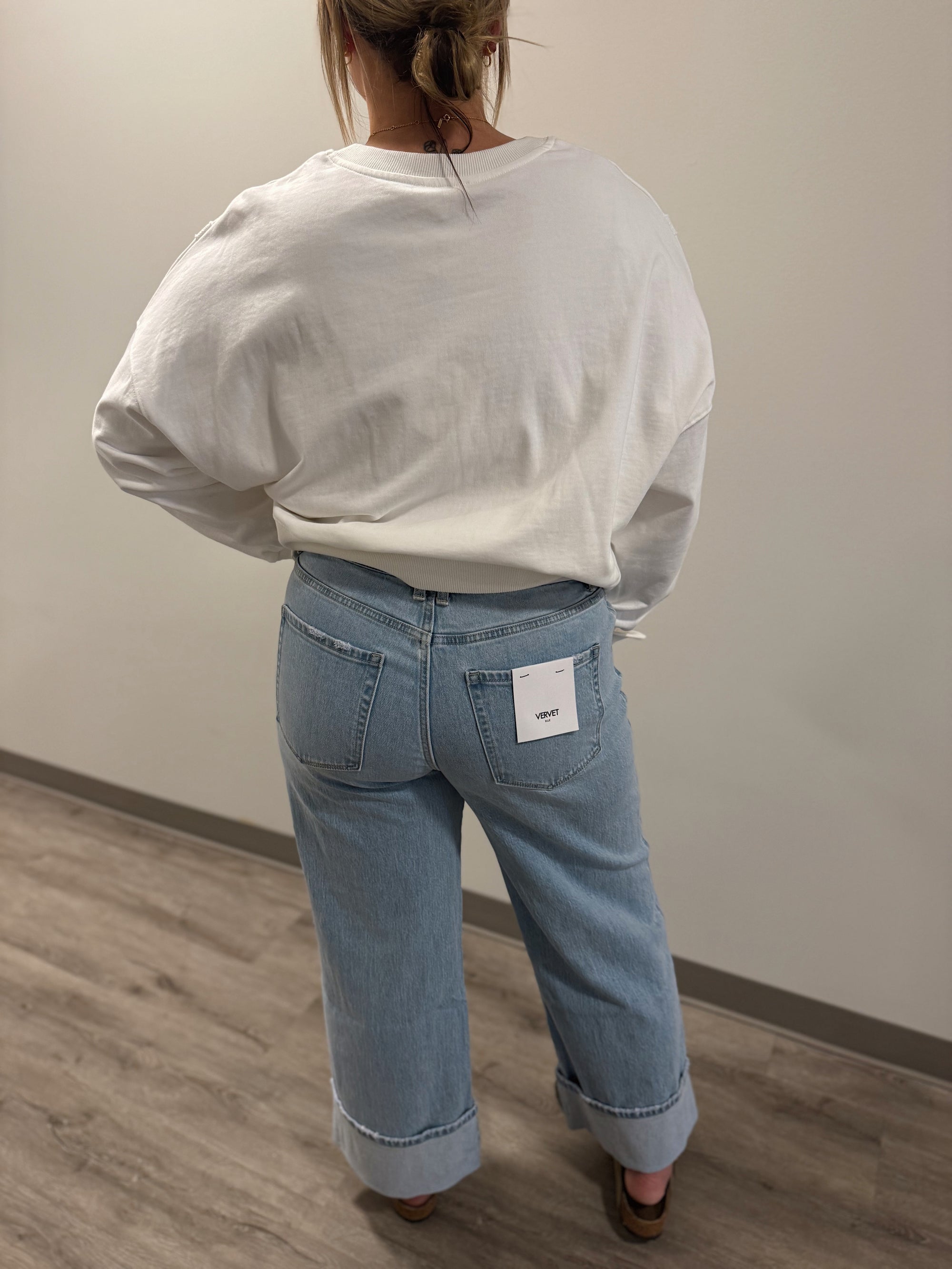 Vervet High Rise Cuffed Baggy Wide Jeans